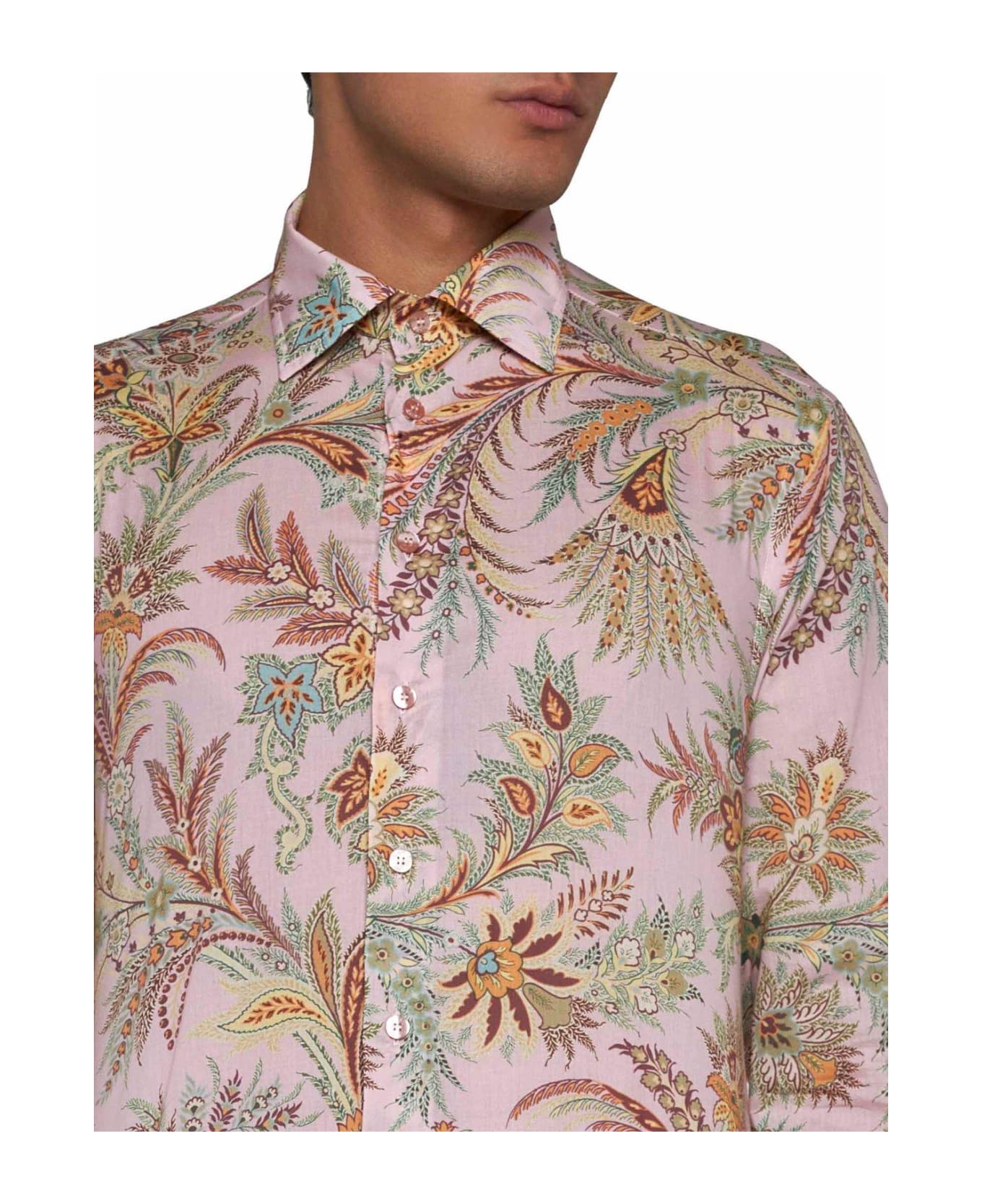 Etro Floral Printed Long-sleeved Shirt - Stampa f.do rosa