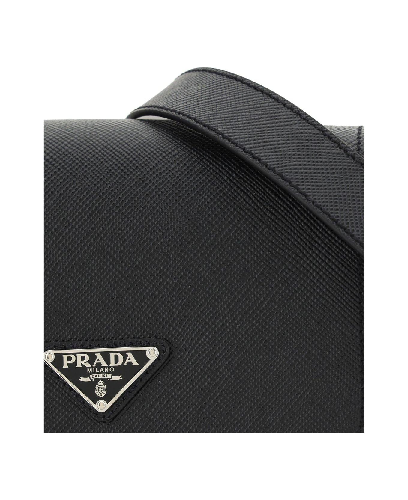 Prada Saffiano Triangle Logo Foldover Top Shoulder Bag ショルダーバッグ