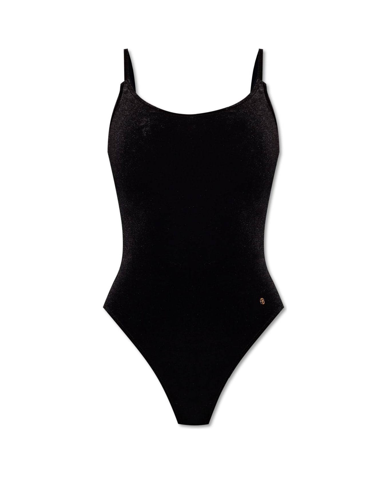 Anine Bing 'alissa' Velour Slip Bodysuit - Black ボディスーツ