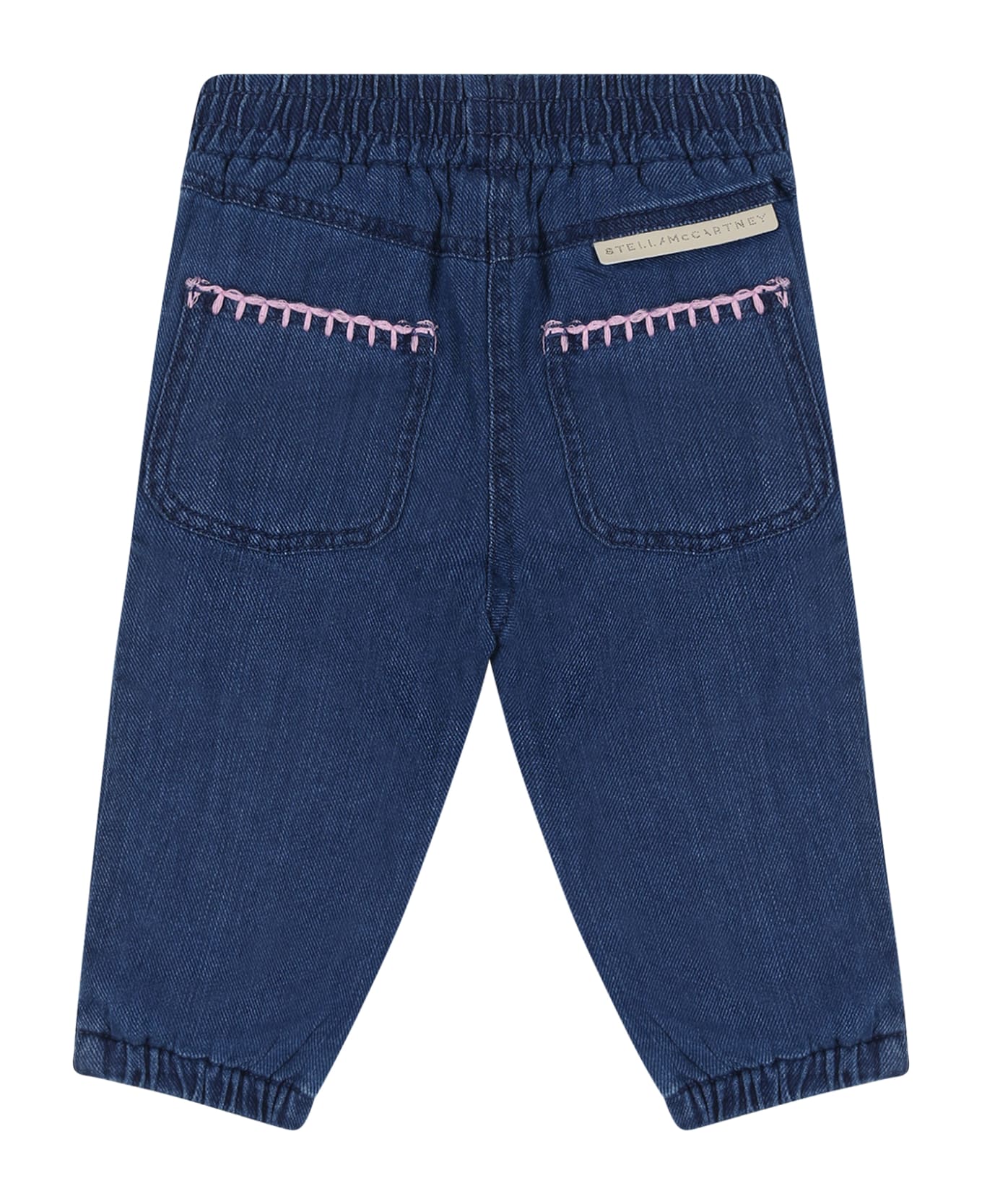 Stella McCartney Kids Blue Jeans For Baby Girl With Flowers - Denim