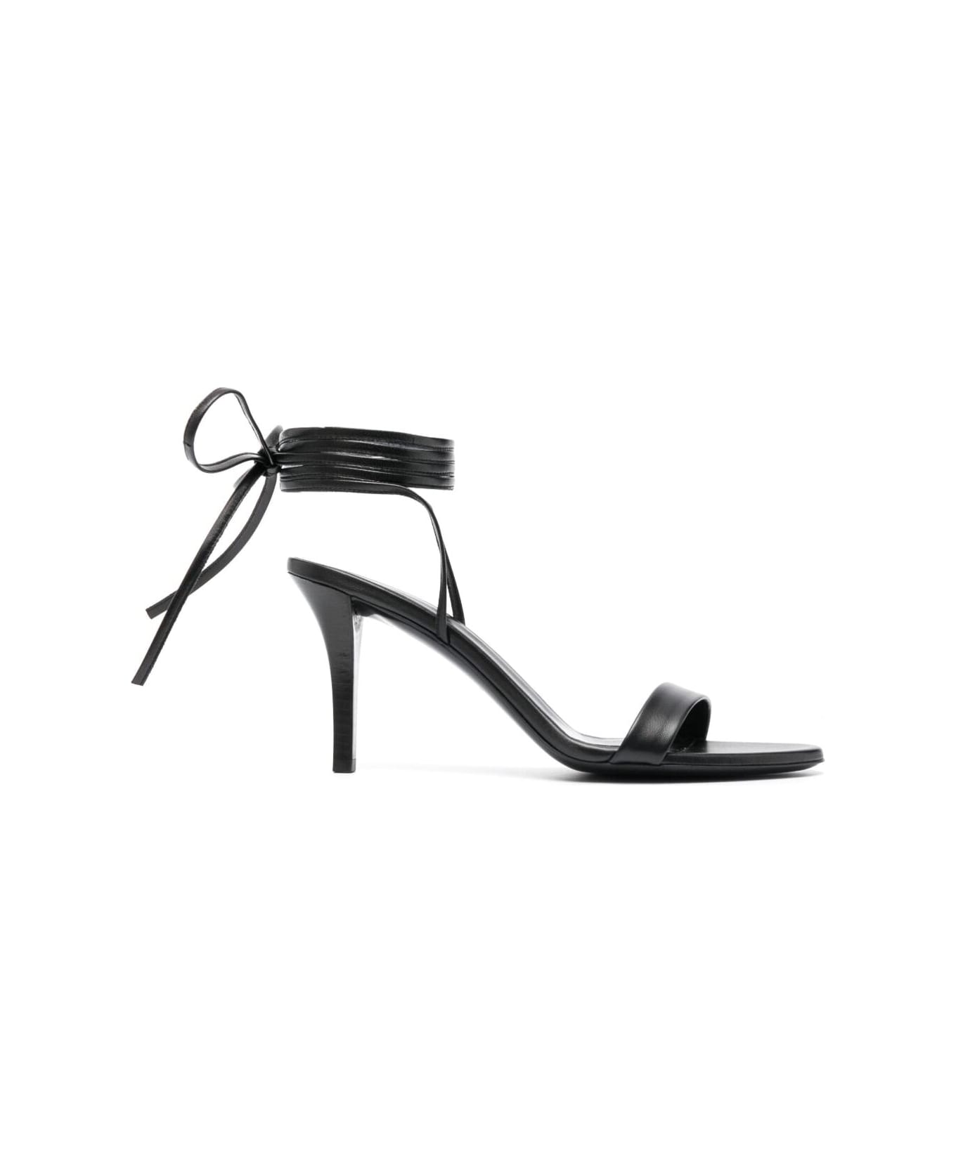 The Row 'maud' Black Sandals With Self-tie Laces In Leather Woman - Black