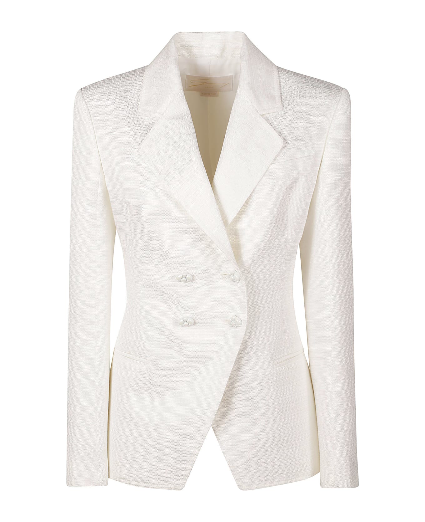 Genny Double-breasted Plain Dinner Jacket - White