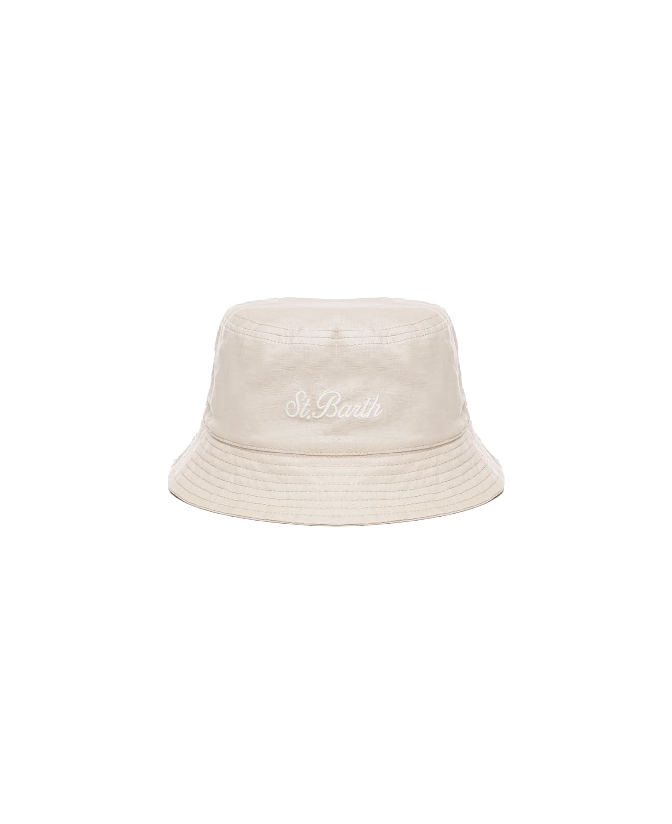 MC2 Saint Barth Bucket Hat In Linen And Cotton Blend - White