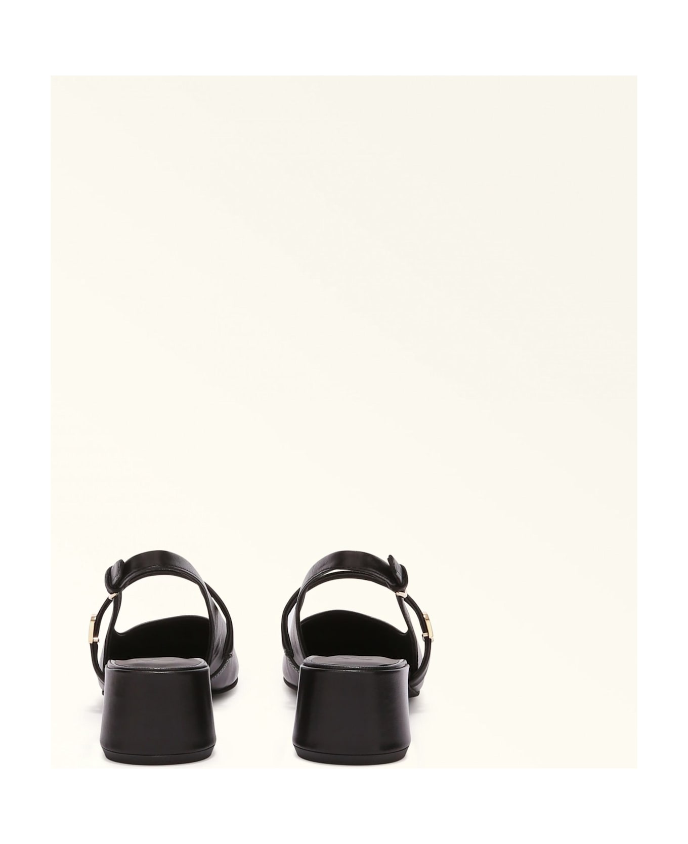 Furla Mary Jane Shoes In Black Leather - Black