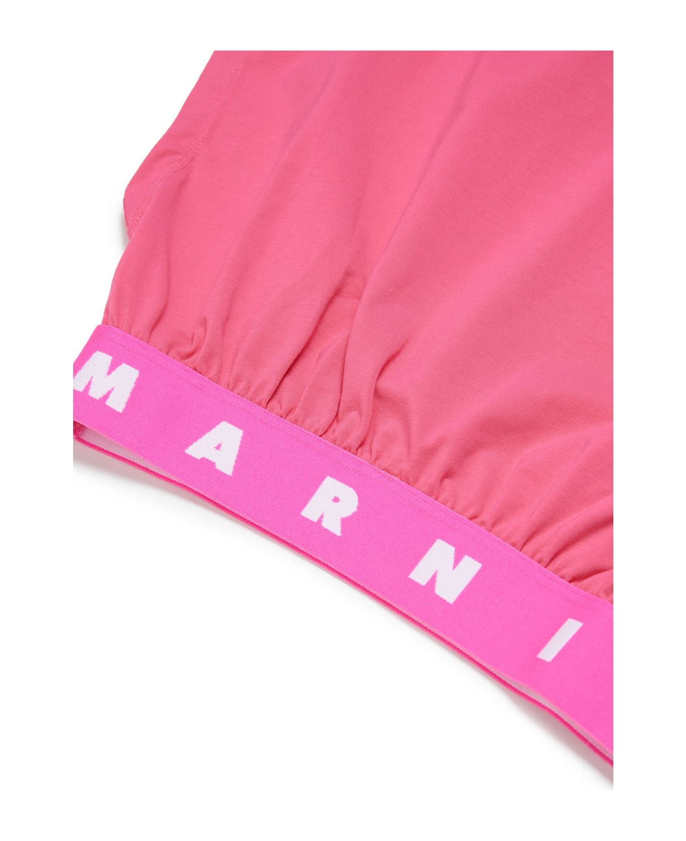 Marni Mt208f T-shirt Marni Fuchsia Low-sleeved Jersey T-shirt With Logo-printed Elastic Band - Bright fuxya