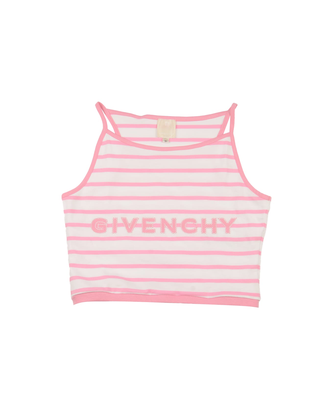 Givenchy Logo Embroidered Stripe Top - White/Pink