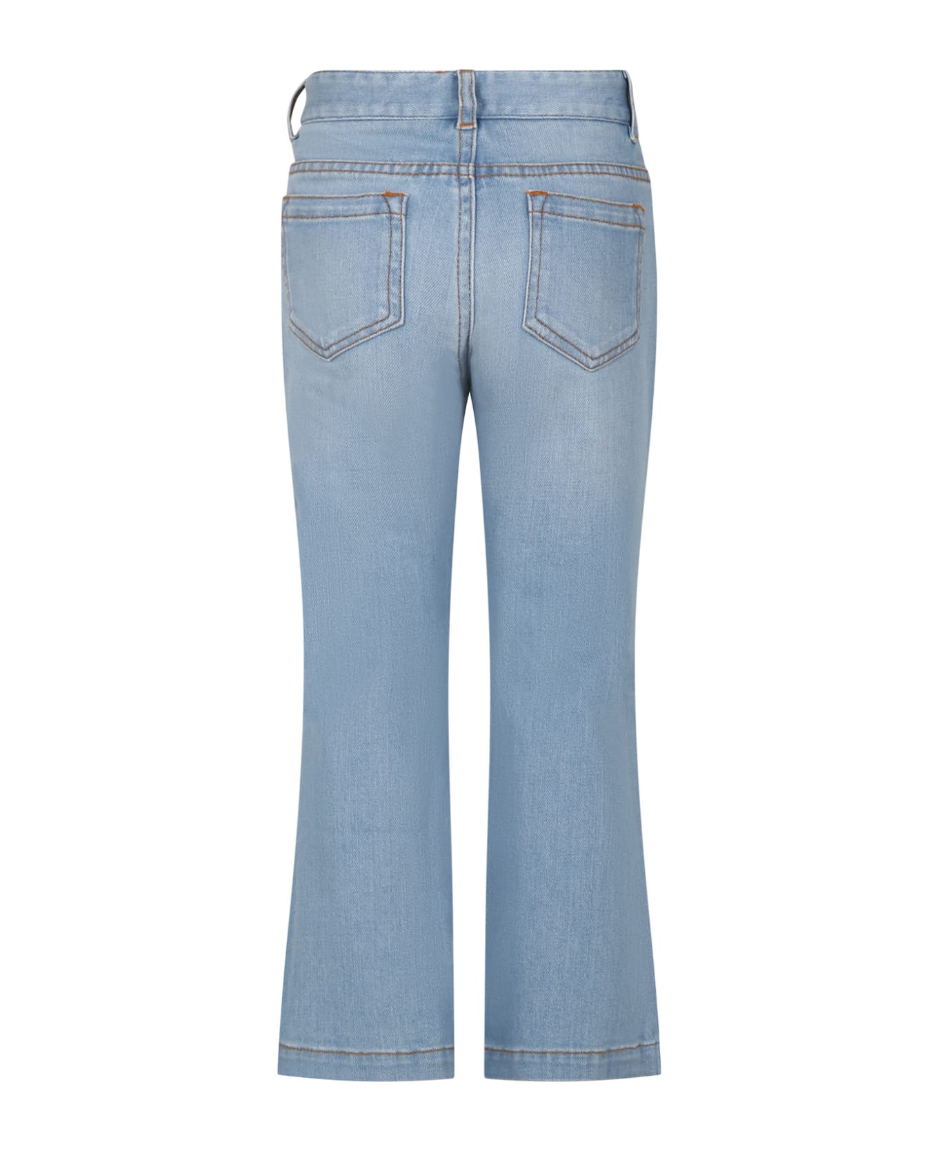 Chloé Denim Jeans For Girl With Logo - Grigio Chiaro