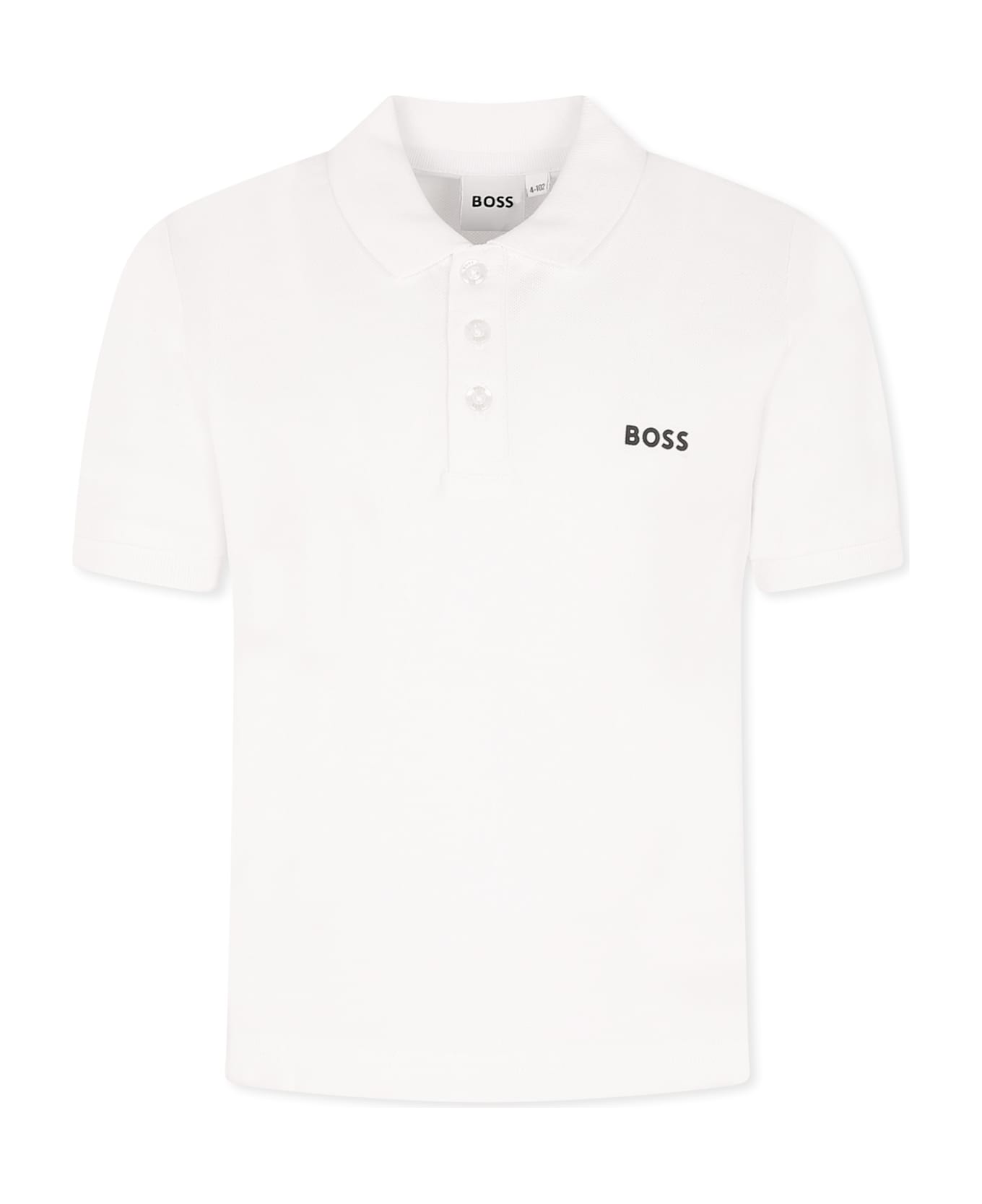 Hugo Boss White Polo For Boy With Logo - White