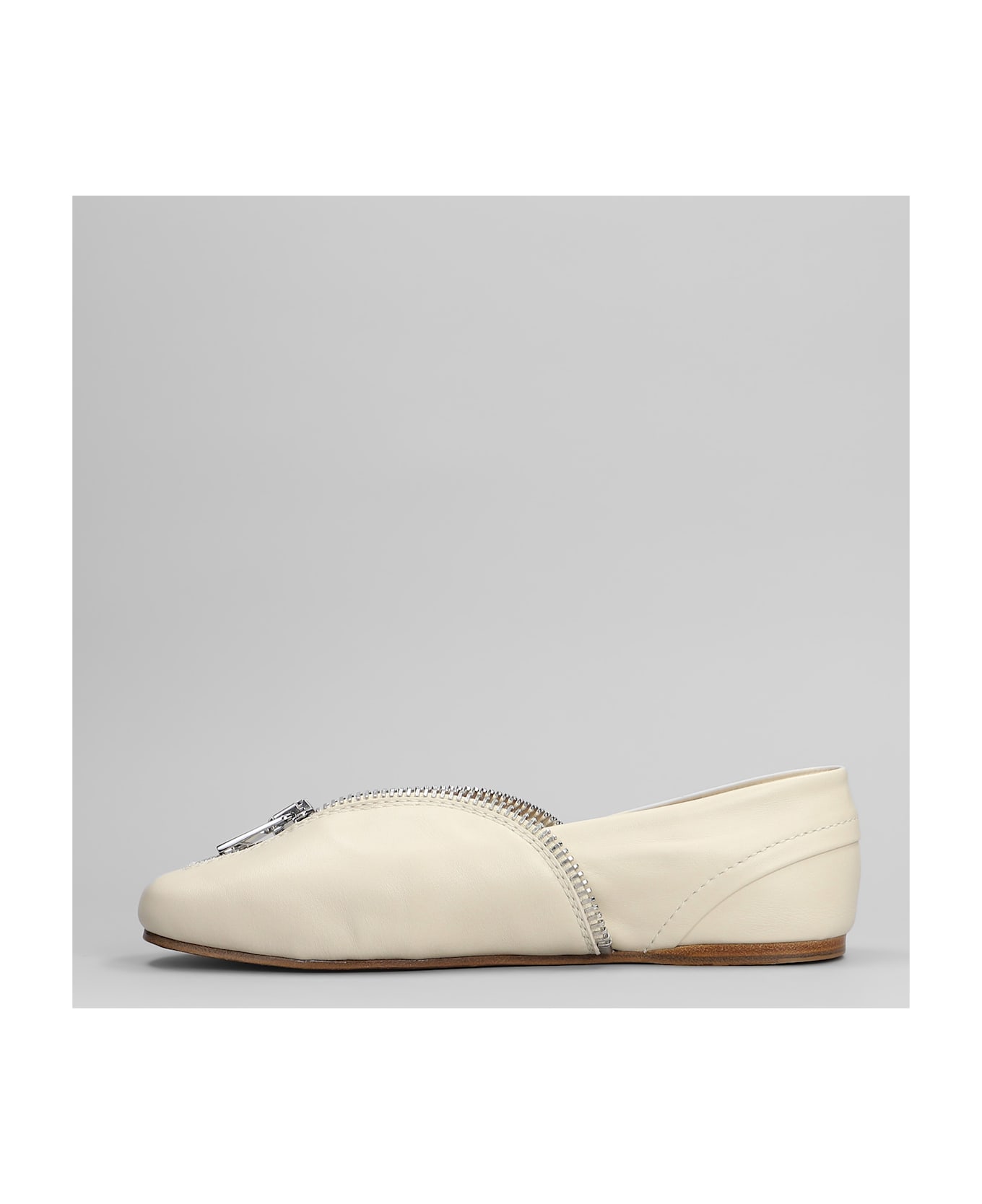 J.W. Anderson Biker Ballerina Ballet Flats In Beige Leather - beige