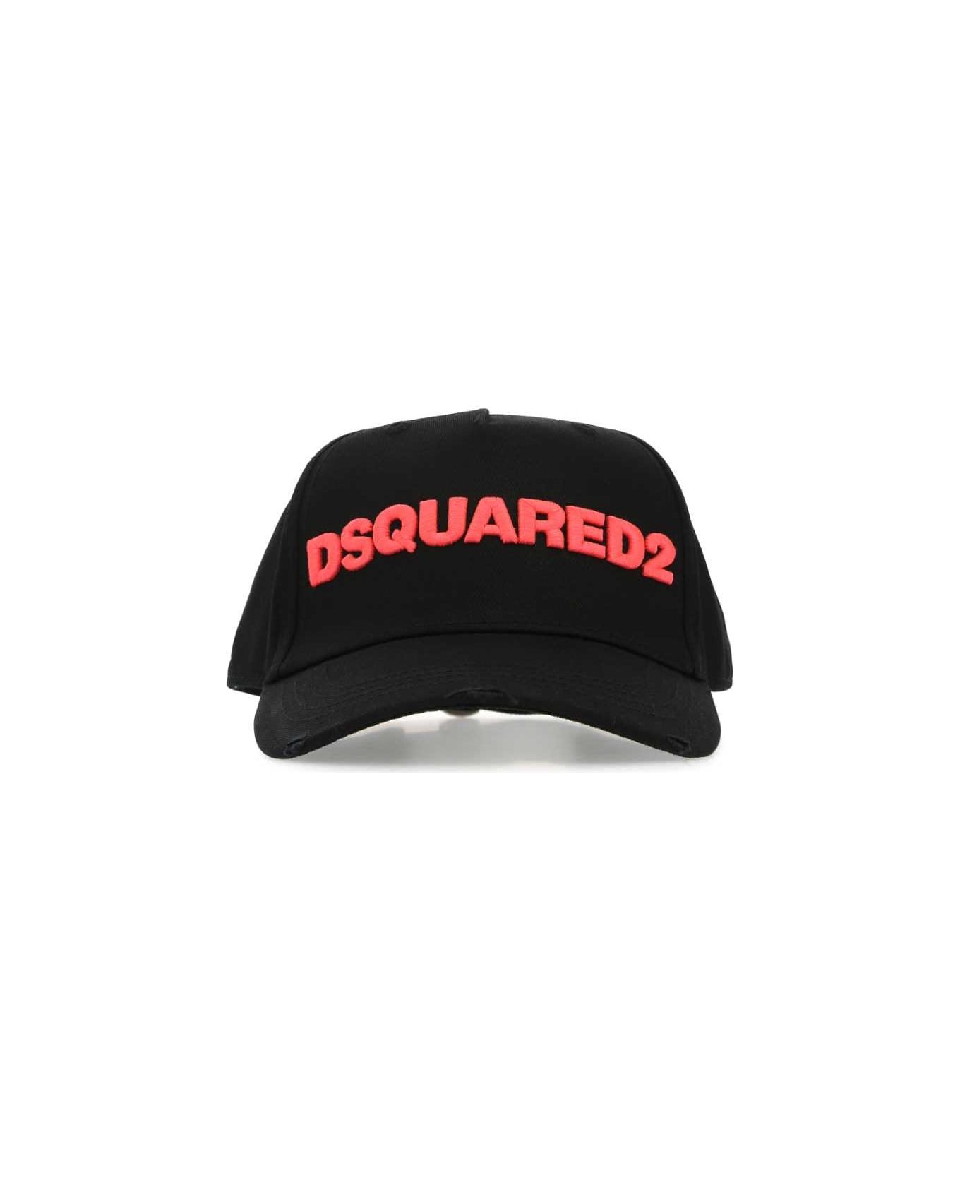Dsquared2 Black Cotton Baseball Cap - M221 帽子
