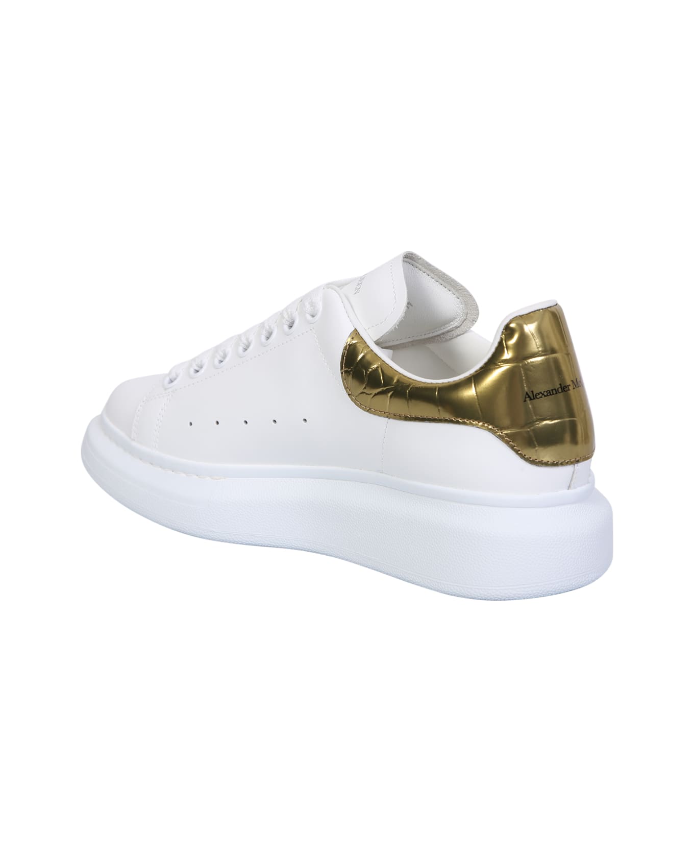 Alexander McQueen Leather Sneakers White/gold - White