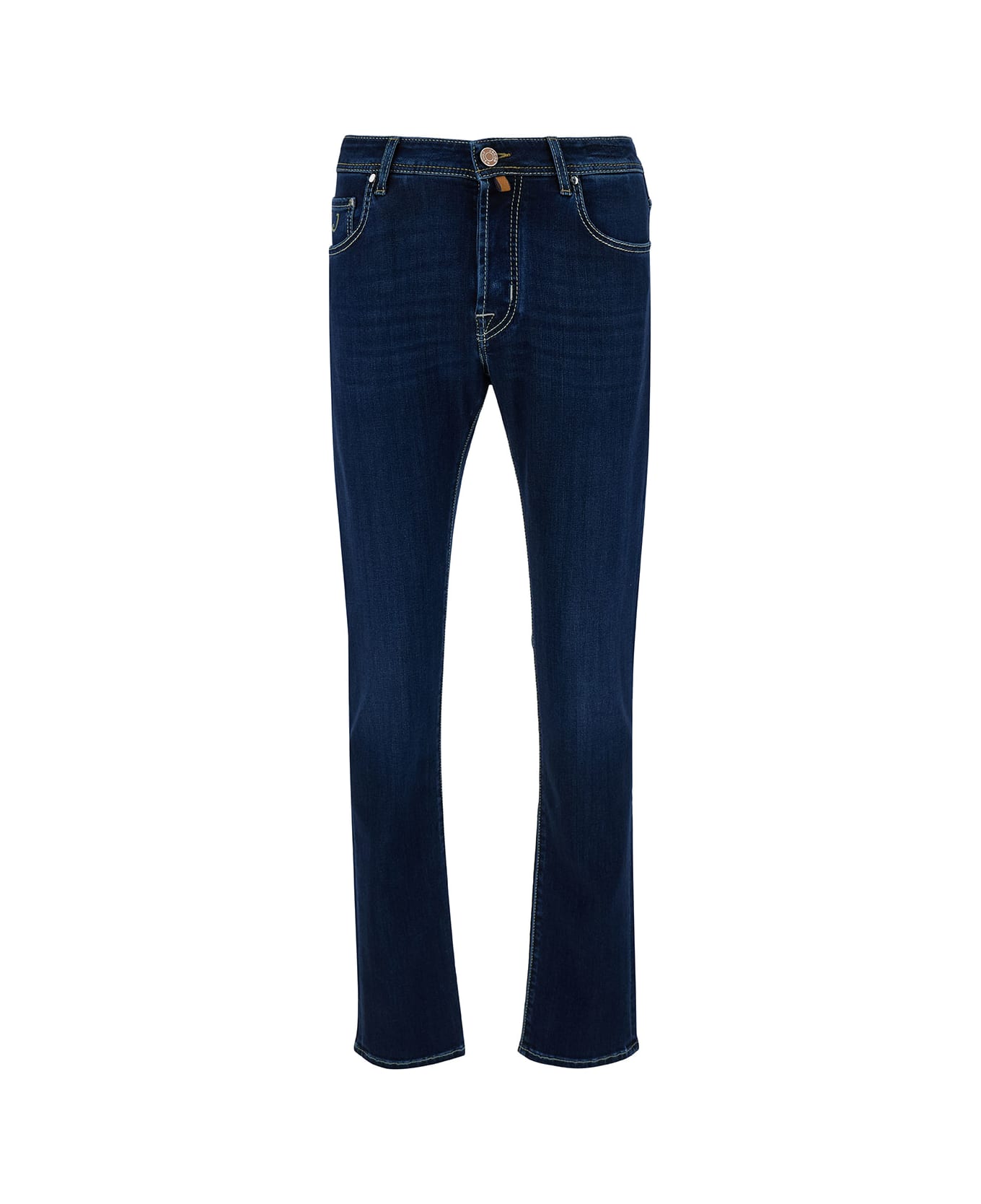 Jacob Cohen Low Waist Blue Slim Jeans In Cotton Blend Man - Blu