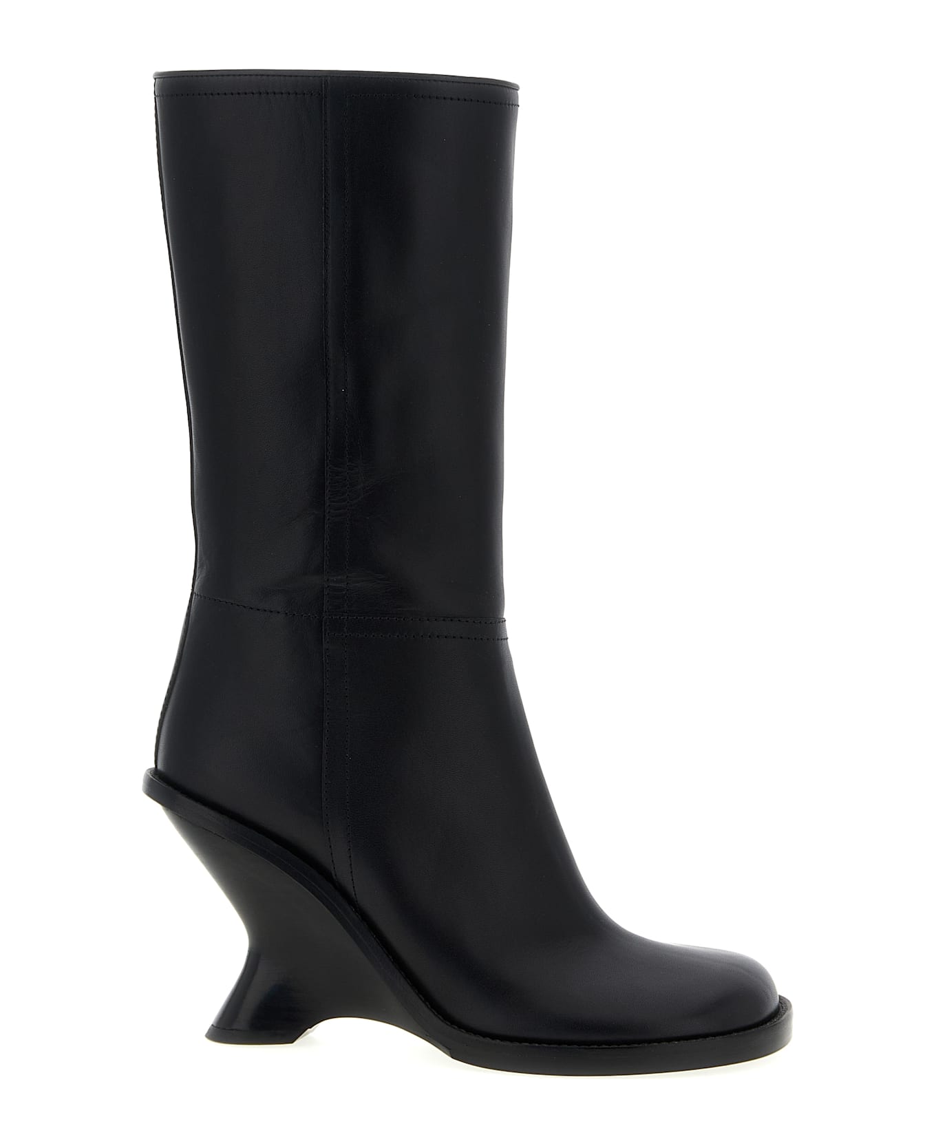 Dries Van Noten Curved Wedge Heel Boots - Black