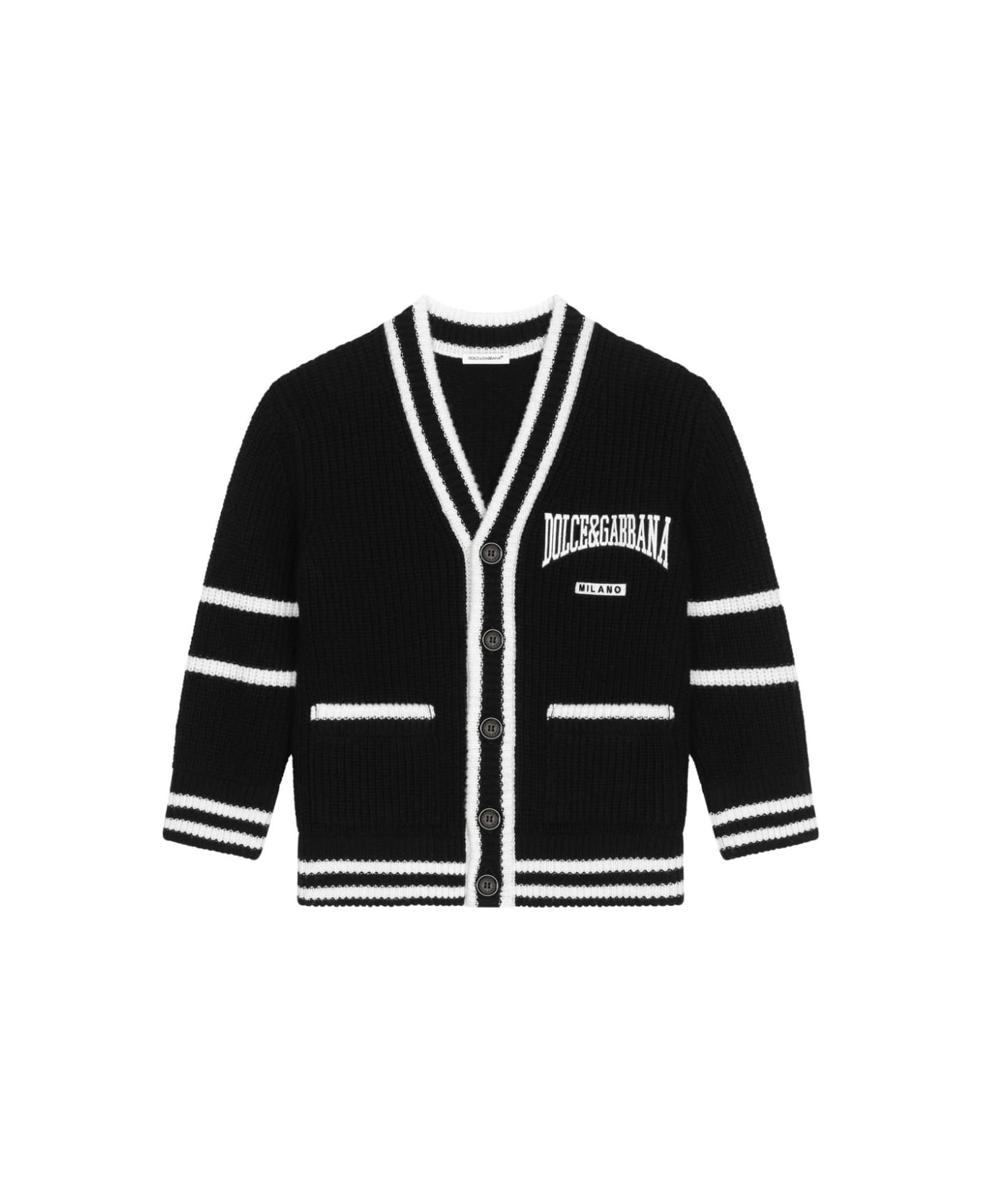 Dolce & Gabbana Cardigan Con Logo - Black