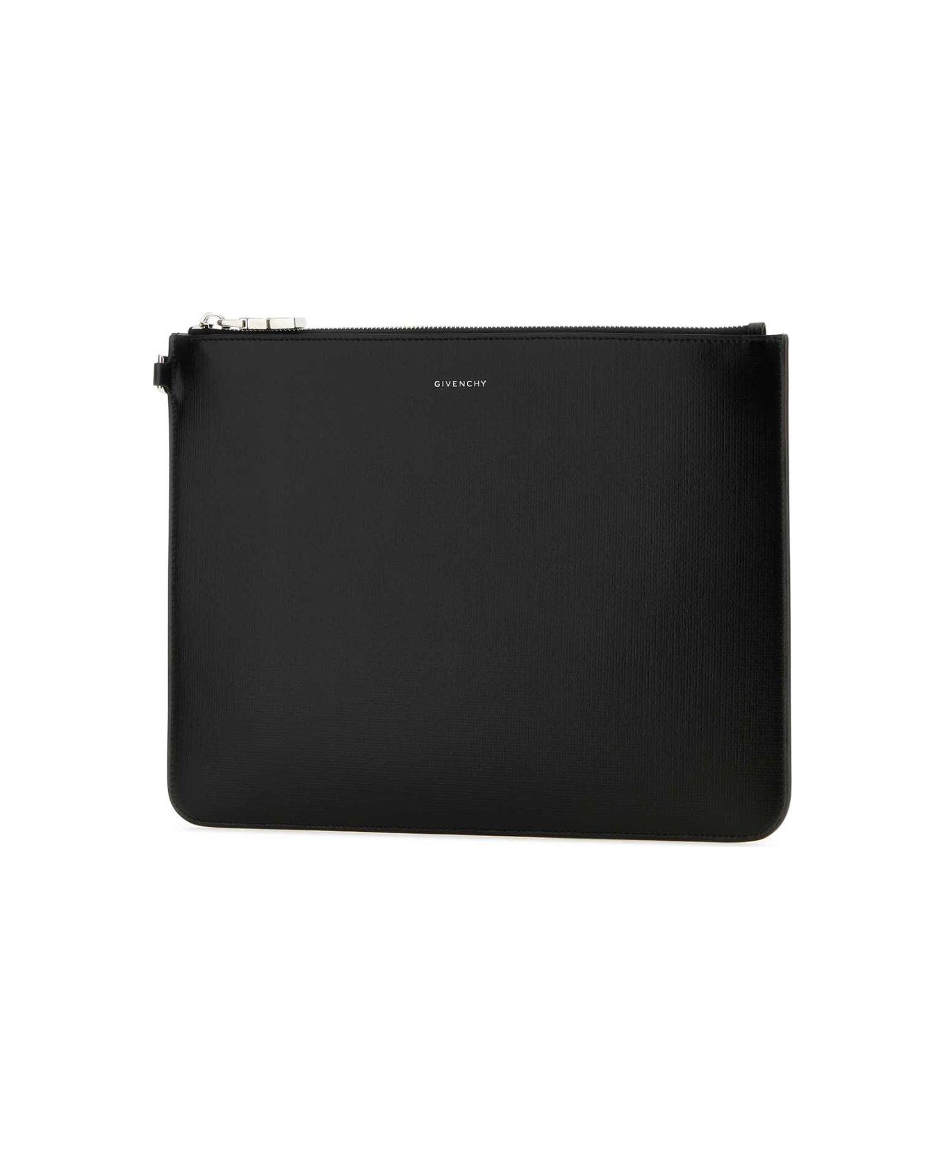 Givenchy Logo Detailed Zipped Clutch Bag - Black バッグ