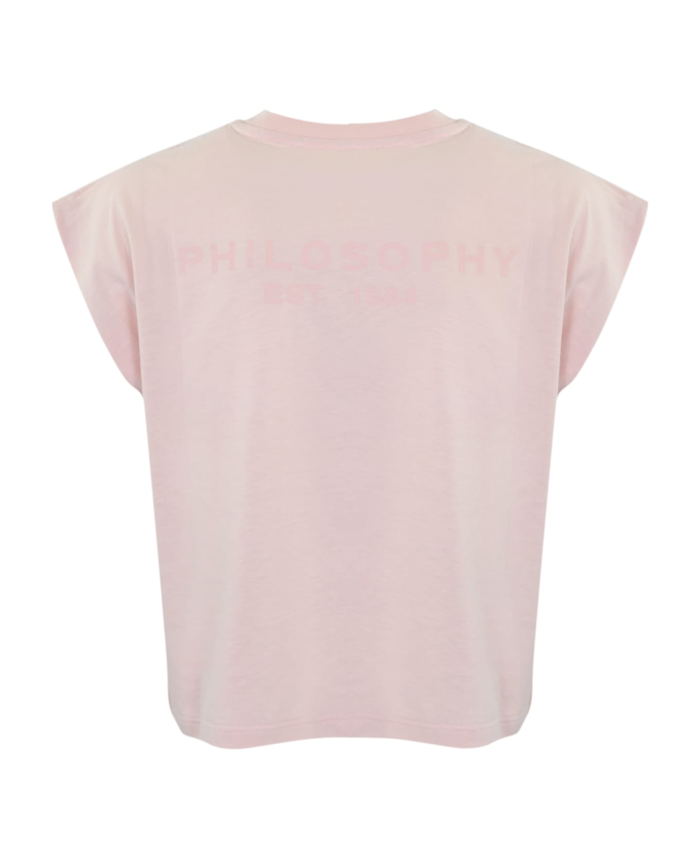 Philosophy di Lorenzo Serafini Cotton T-shirt With Rhinestones - Rosa