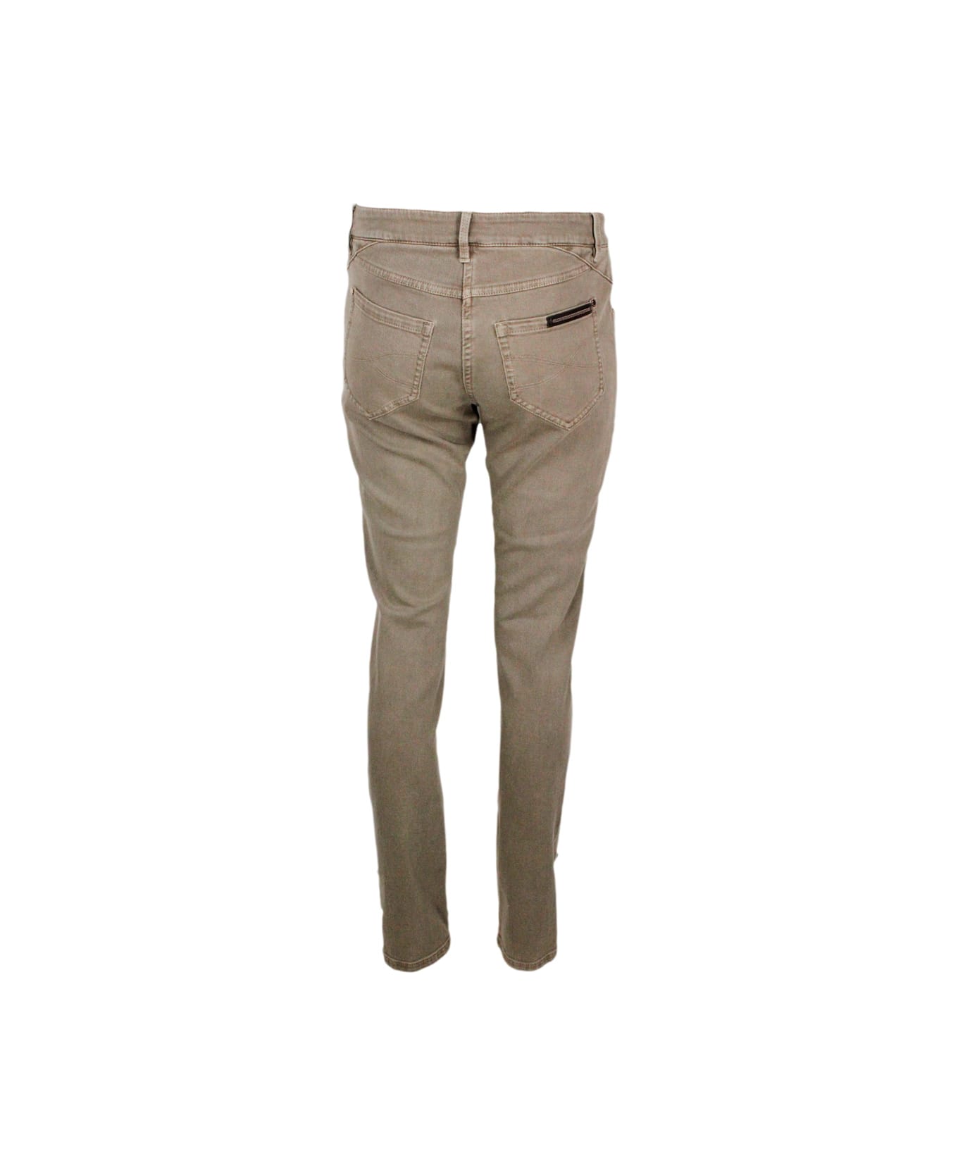 Brunello Cucinelli Five-pocket Garment-dyed Stretch Denim Trousers - Taupe