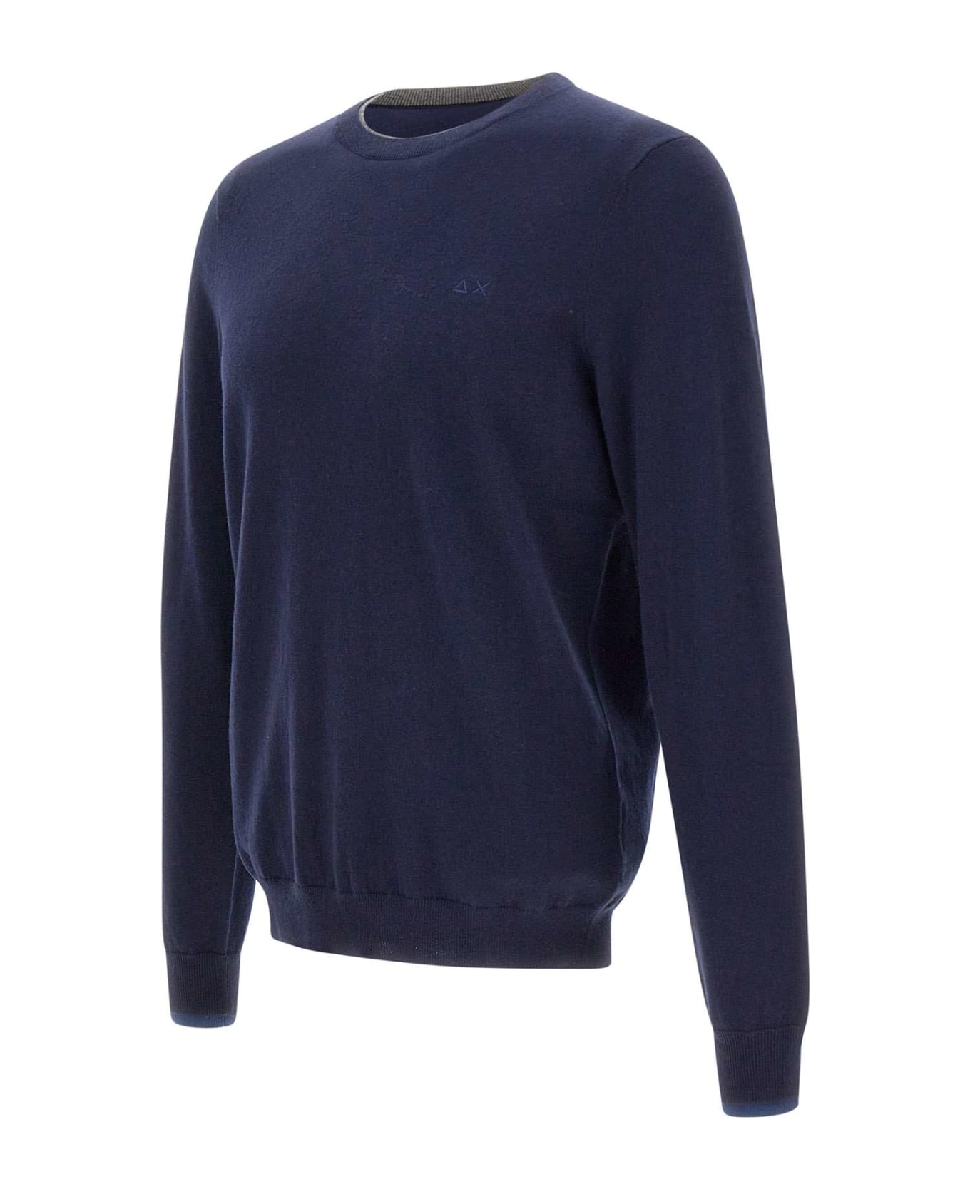 Sun 68 'round Double' Cotton And Wool Pullover Sweater - NAVY BLUE