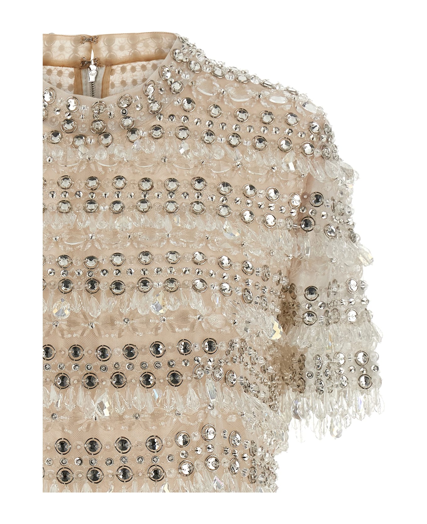Carolina Herrera 
crystal-embroidered Crop
 Top - Beige