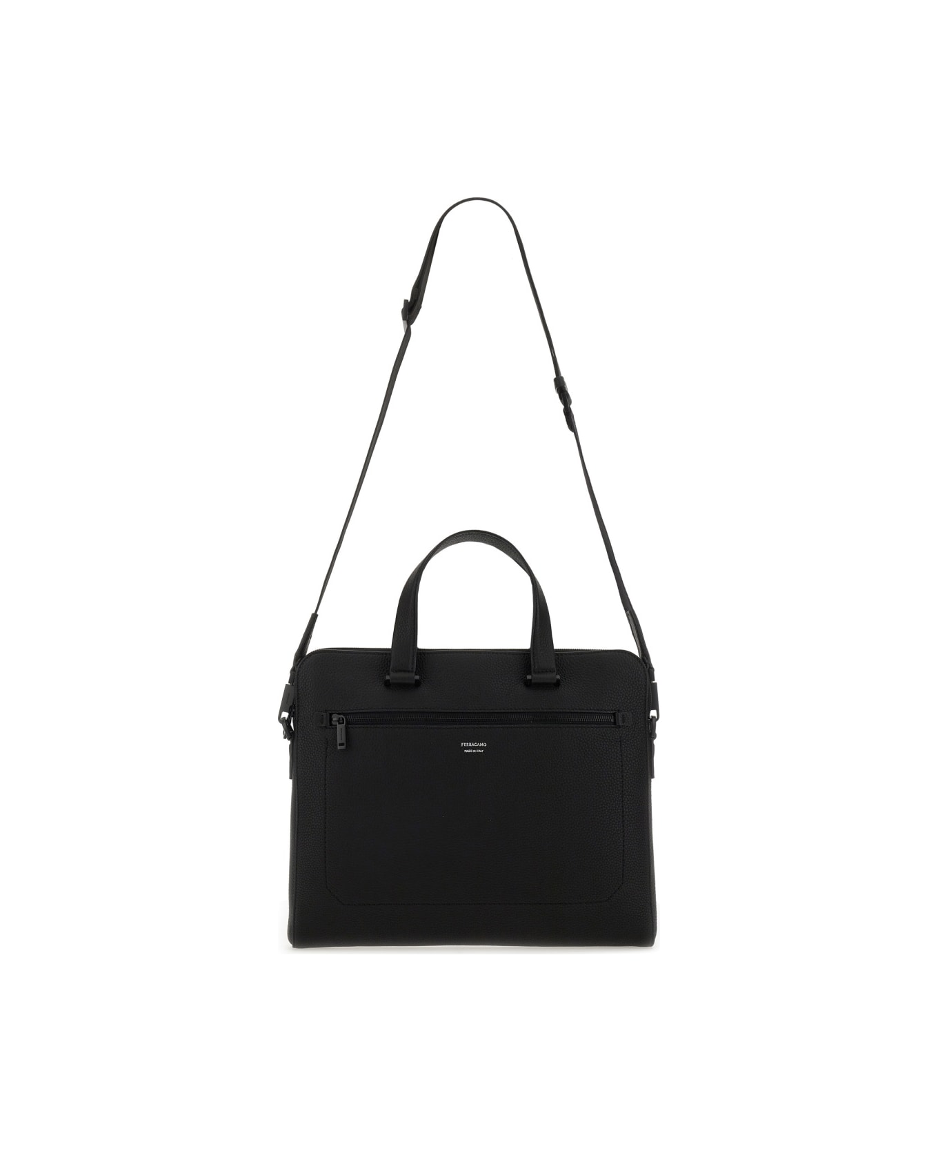 Ferragamo Leather Business Bag - BLACK