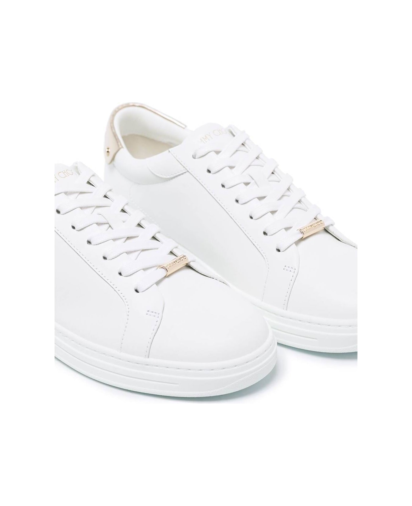 Jimmy Choo Woman's Rome White Leather Sneakers - White スニーカー