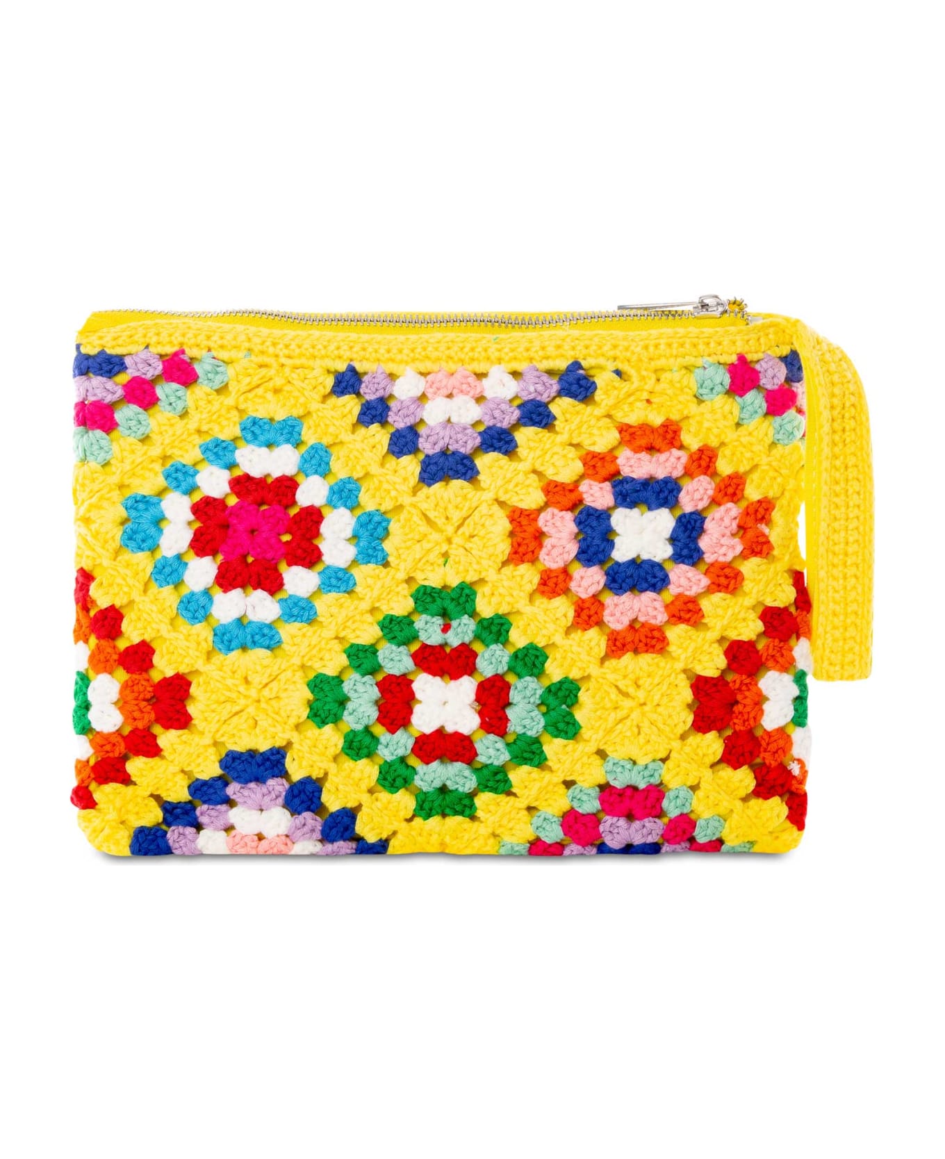 MC2 Saint Barth Parisienne Yellow Crochet Pouch Bag With Saint Barth Embroidery - YELLOW トラベルバッグ
