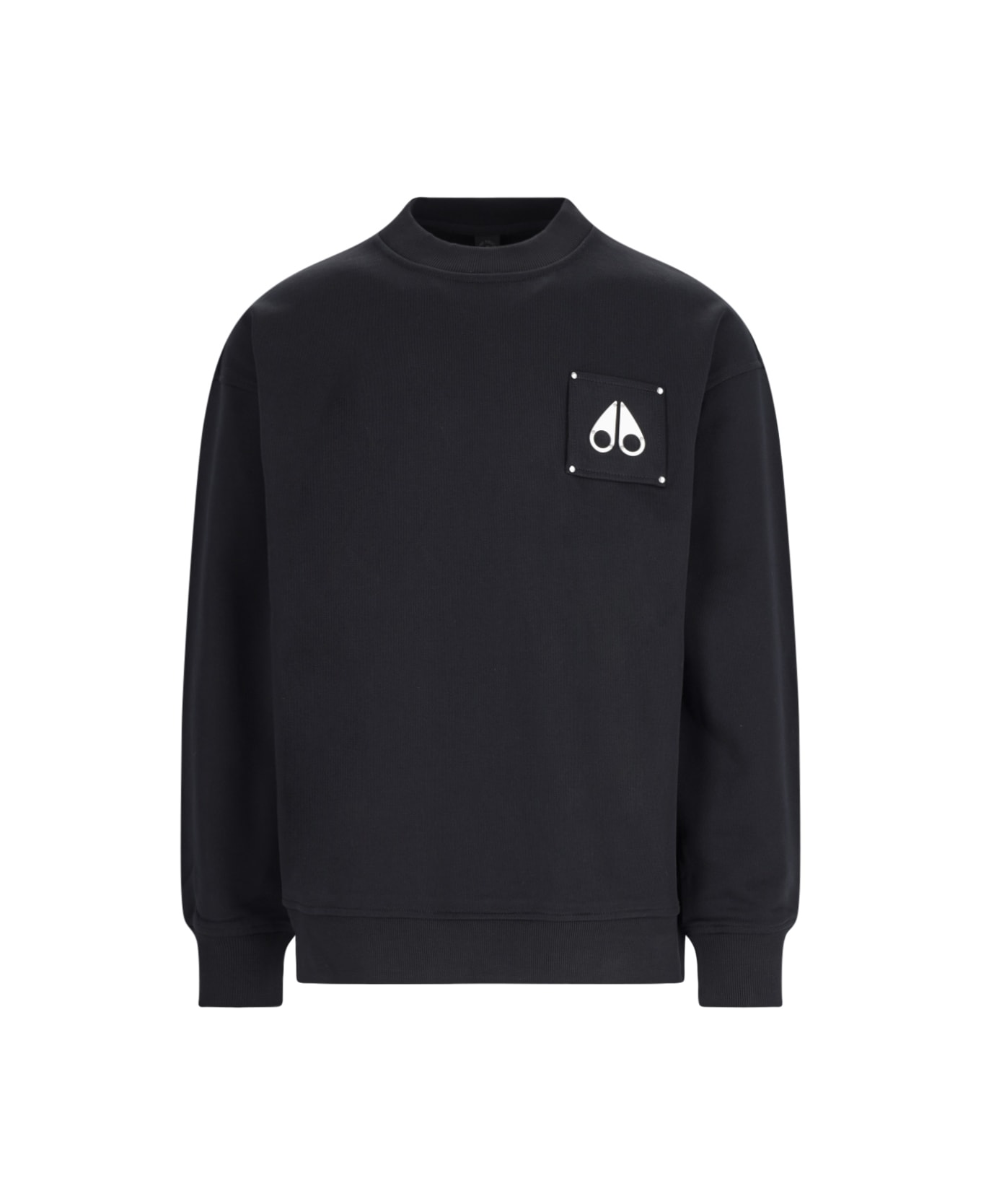Moose Knuckles Logo Crew Neck Sweatshirt - Black  