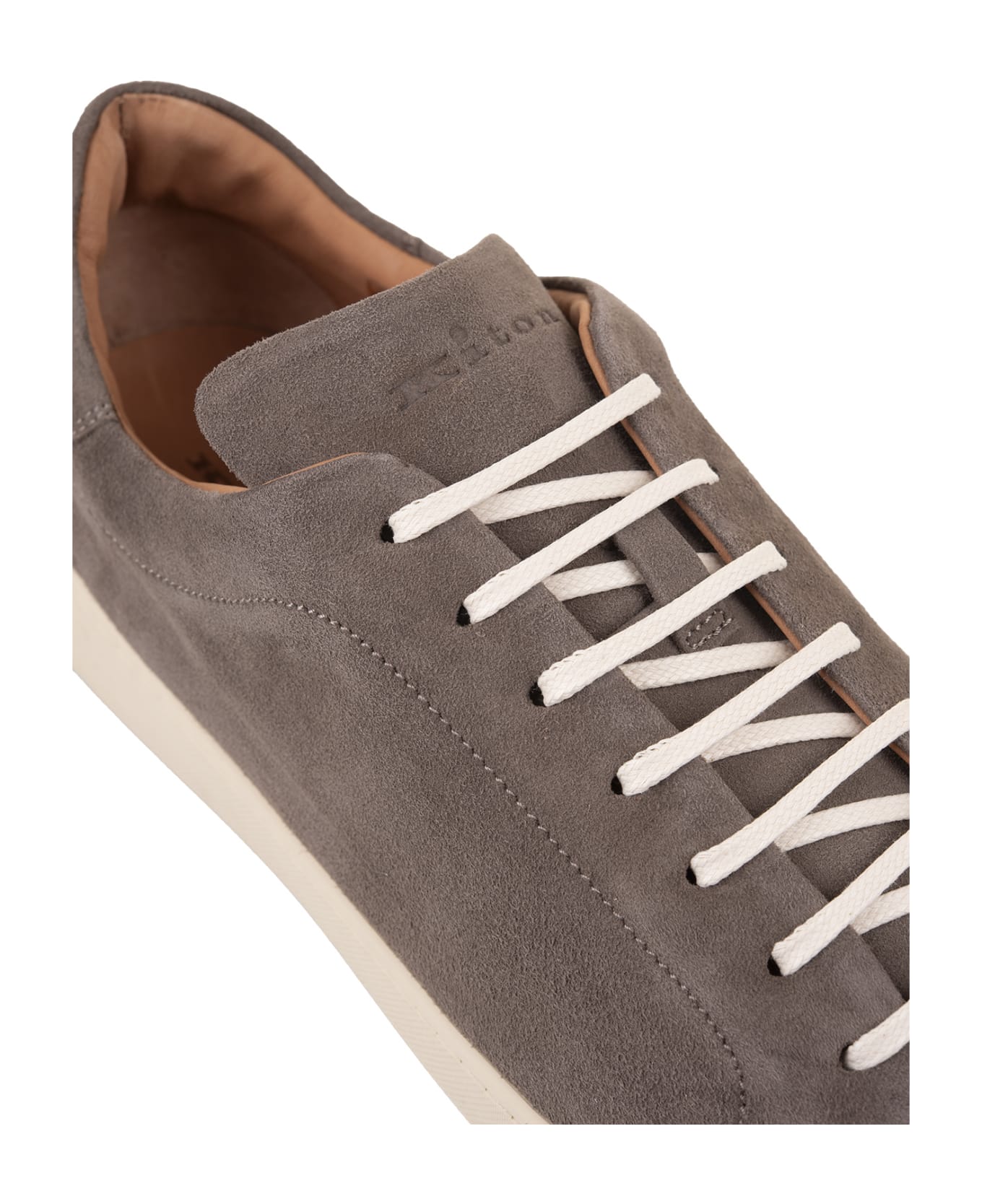 Kiton Taupe Suede Low Sneakers - Grey