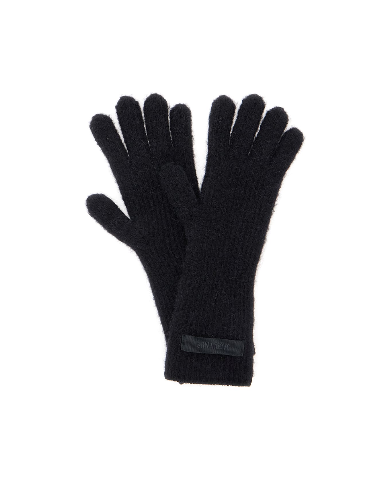 Jacquemus 'les Gants Gros Grain' Black Gloves With Logo Patch On The Front In Wool Blend Woman - BLACK