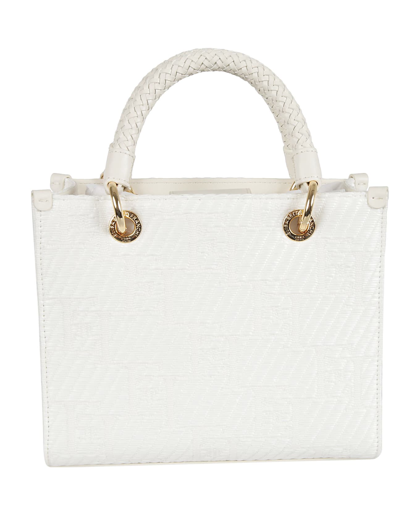 Elisabetta Franchi Woven Top Handle Patterned Tote - Avorio トートバッグ