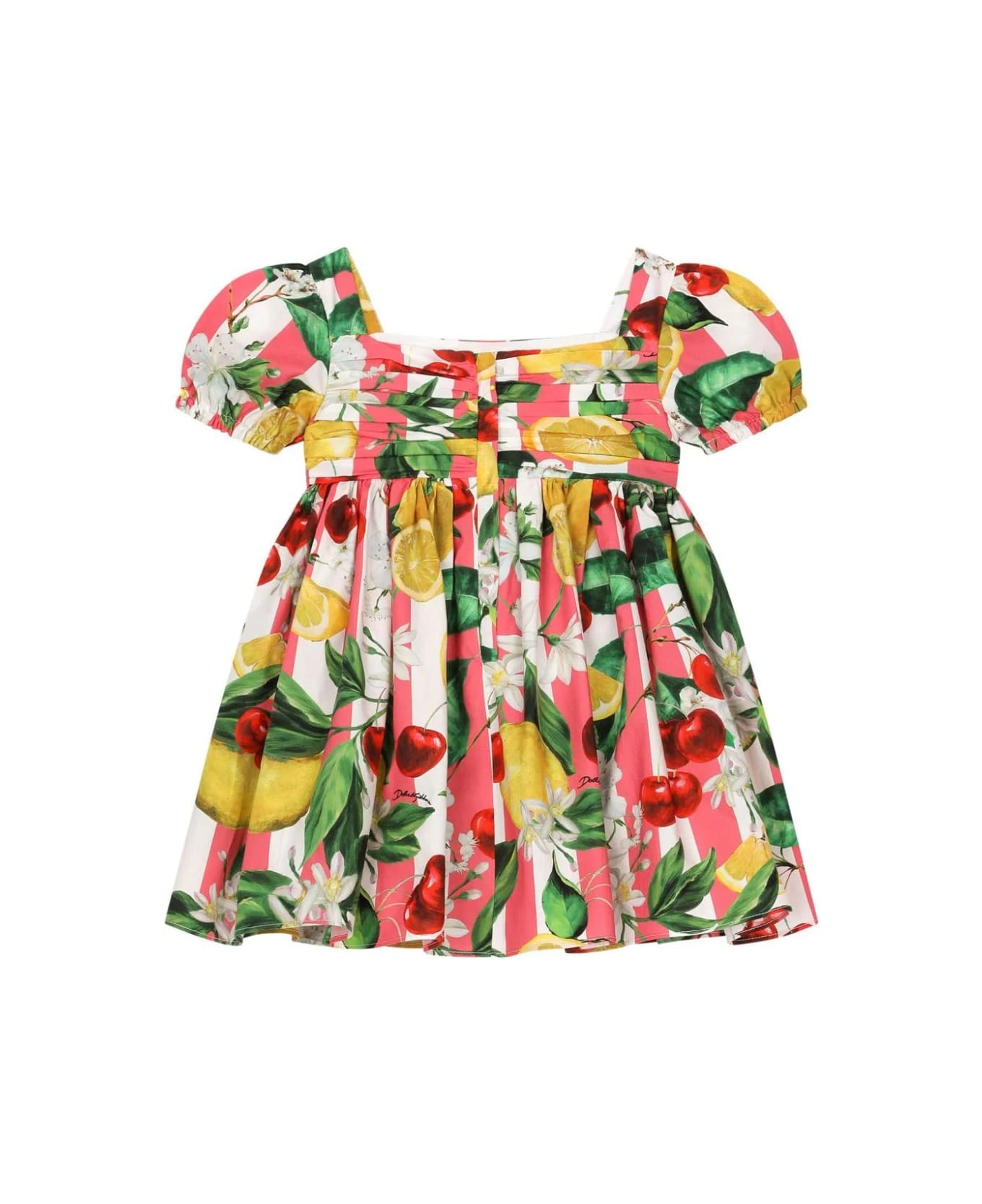 Dolce & Gabbana Poplin Dress With Lemon And Cherry Print - Multicolour