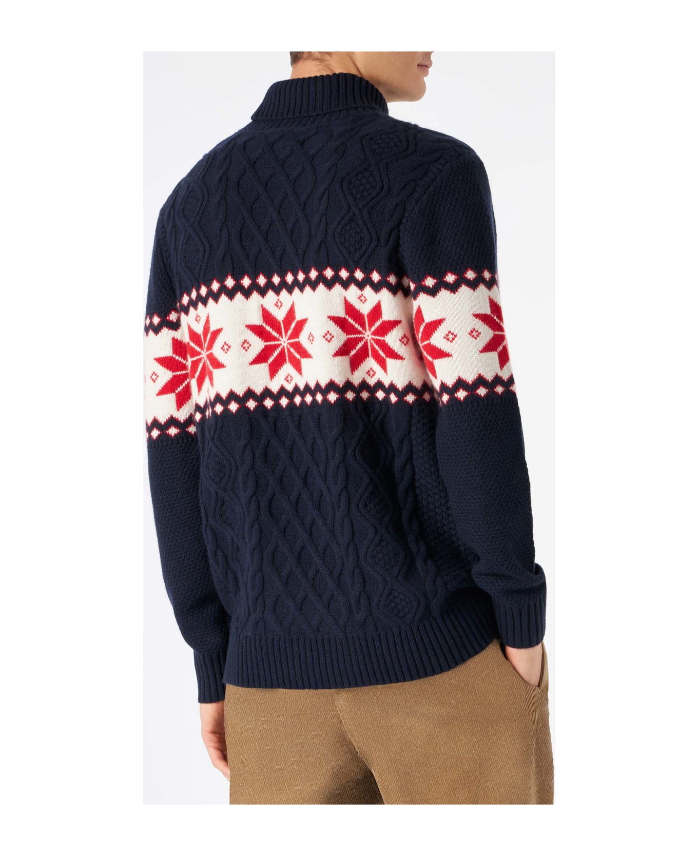 MC2 Saint Barth Half-turtleneck Sweater With Bombardino Lettering - BLUE