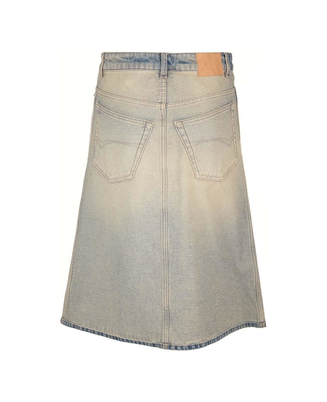Balenciaga Vintage Effect Denim Midi Skirt - Denim