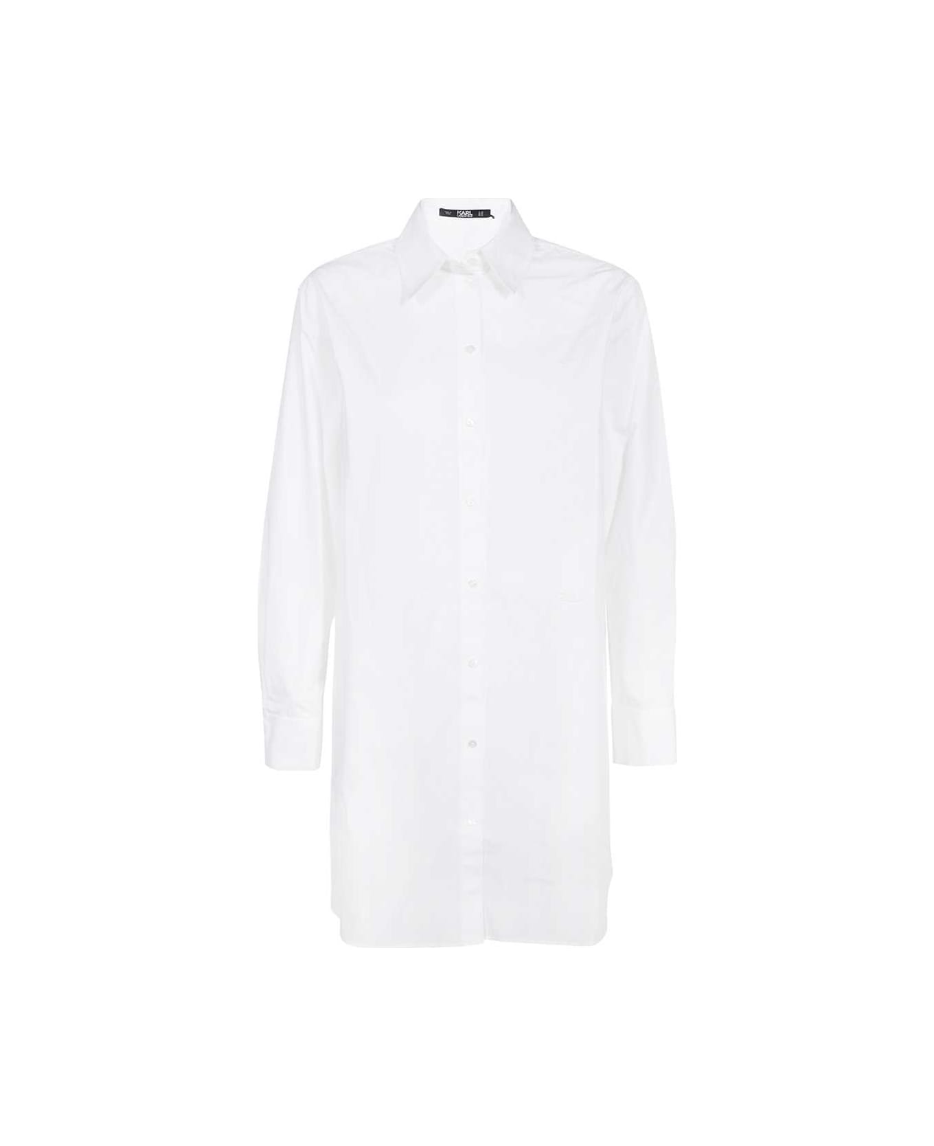 Karl Lagerfeld Long Cotton Shirt - White シャツ