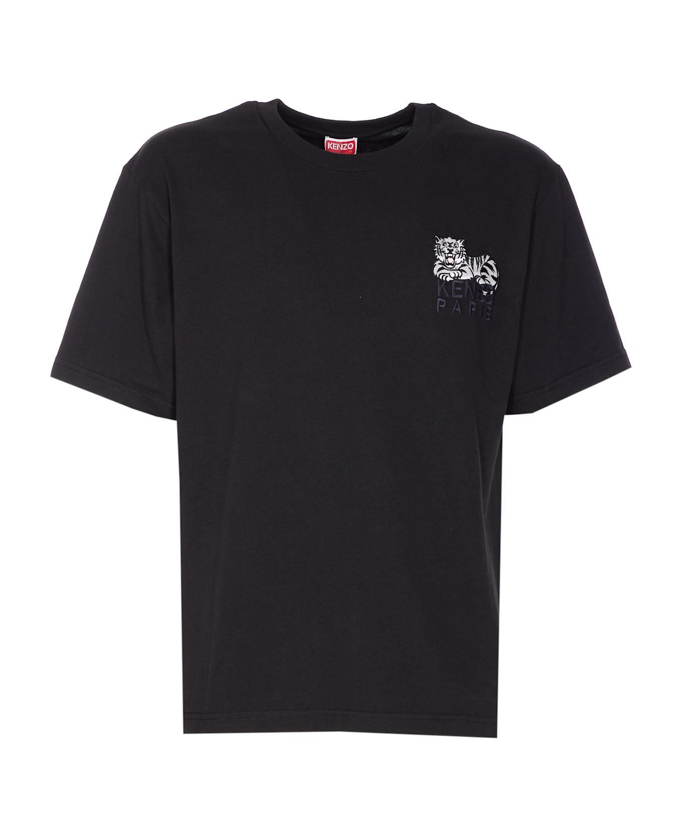 Kenzo Happy Tiger Embroidered T-shirt - Black
