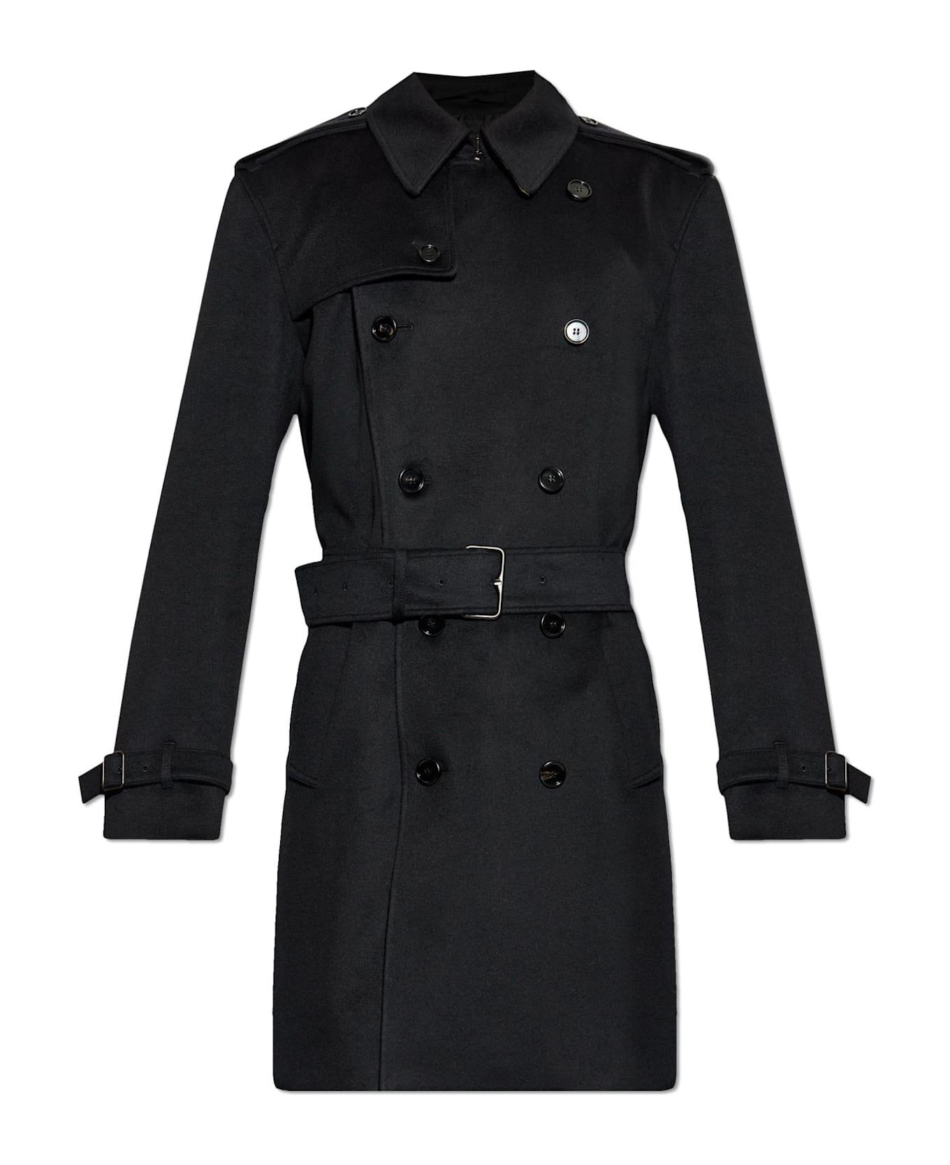 Burberry Cashmere Trench Coat `hastings` - Black レインコート