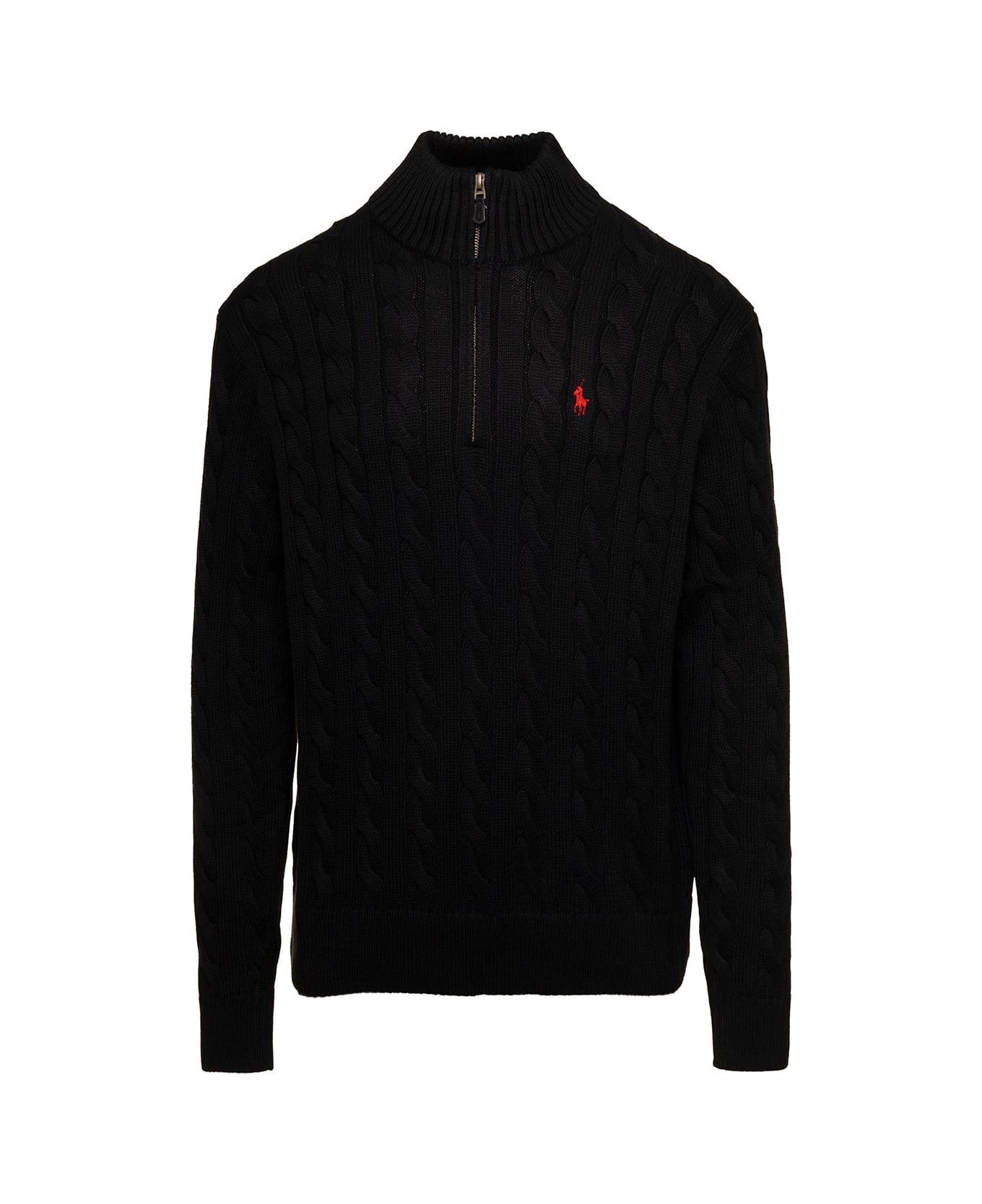 Ralph Lauren Maglia Collo Zip Cotone - POLO BLACK