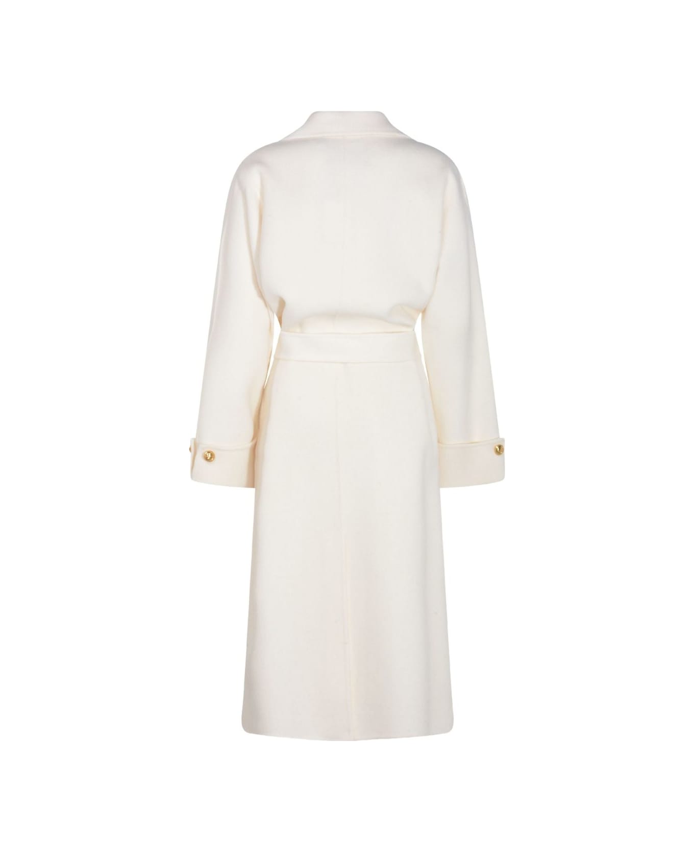 Elisabetta Franchi Wool Belted Coat - White