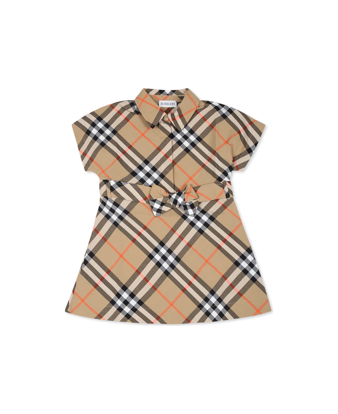 Burberry Beige Dress For Baby Girl With Vintage Check - Beige