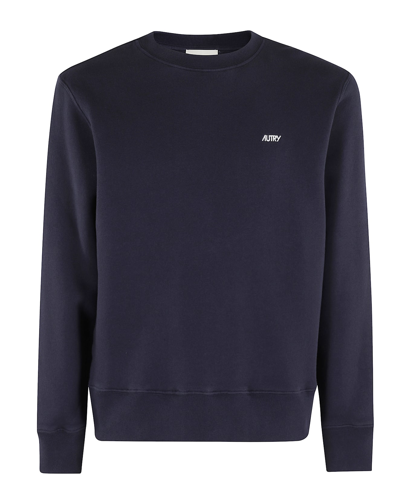Autry Blue Crewneck Sweater With Logo Embroidered On The Front In Cotton Man - Jb Jersey Blue