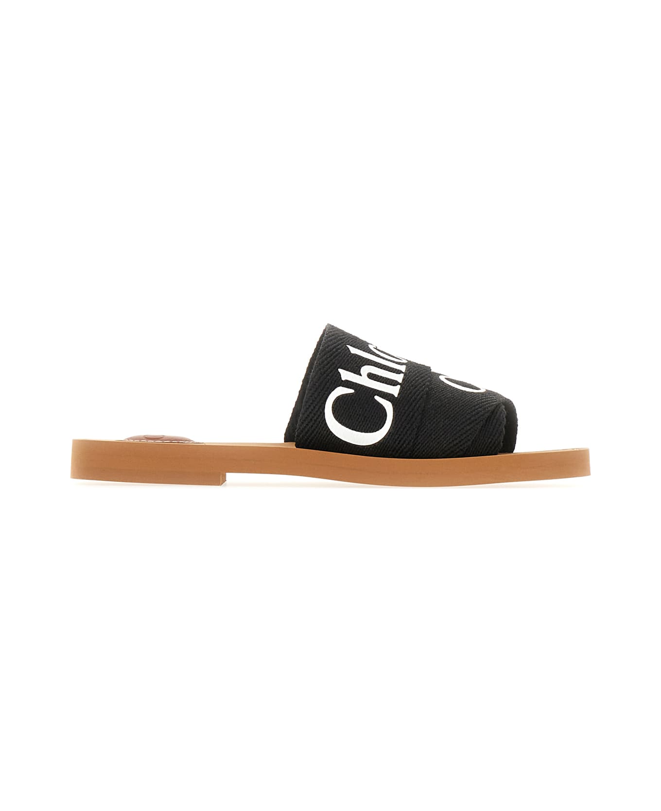 Chloé Black Linen Blend Woody Slippers - 001
