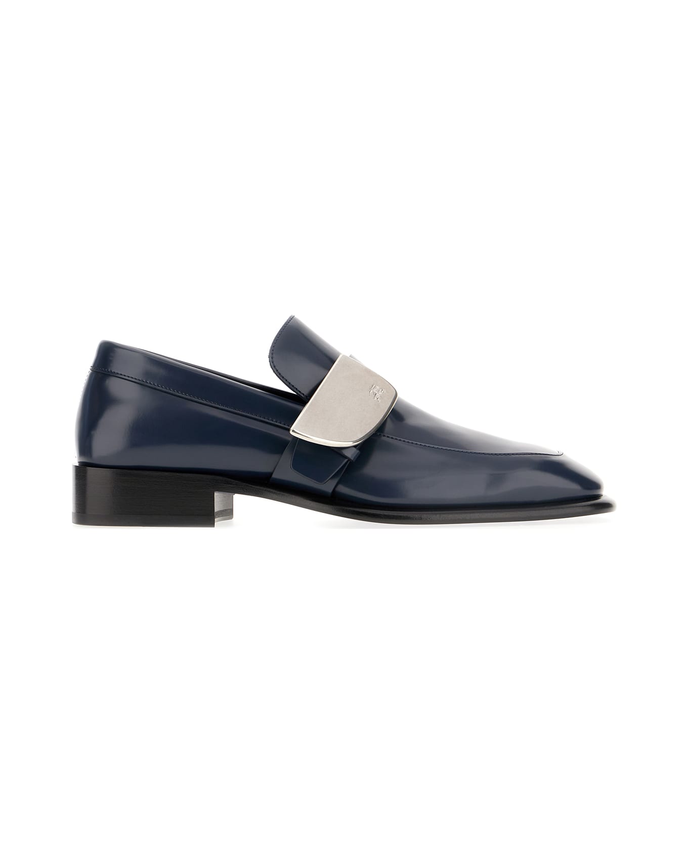 Burberry Blue Leather Shield Loafers - LAKE