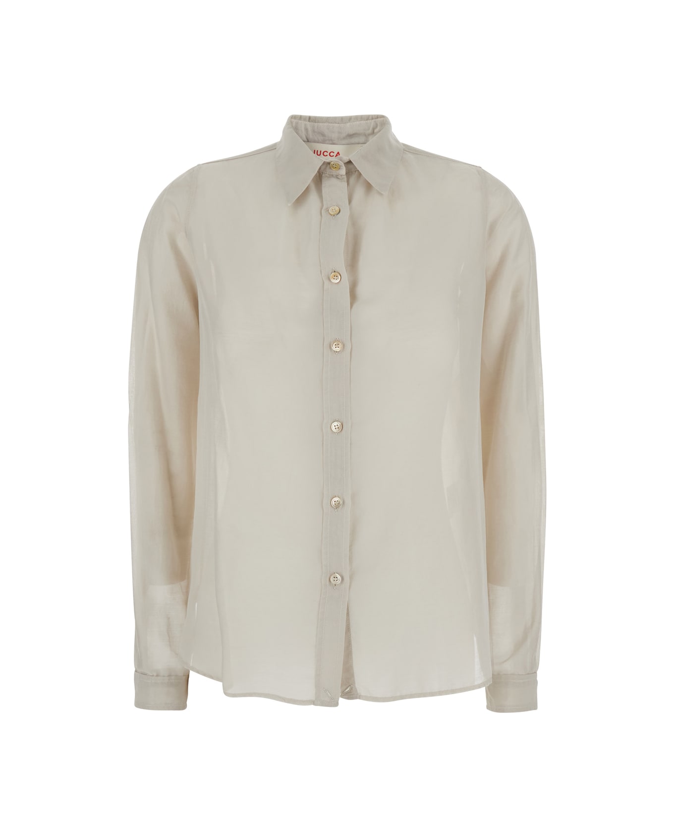 Jucca Beige Shirt With Classic Collar And Button Closure In Cotton And Silk Blend Woman - Beige