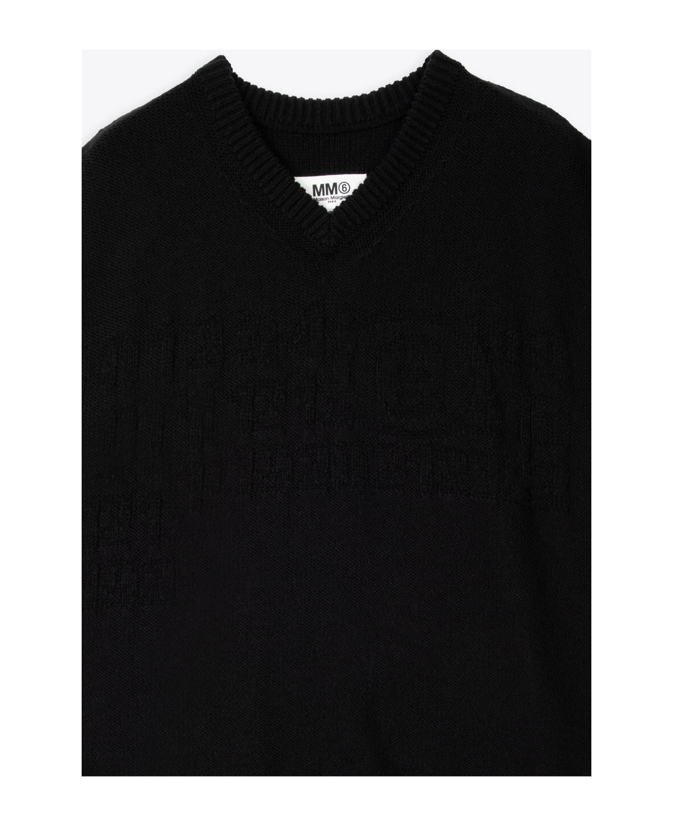 MM6 Maison Margiela Wool Vest With Embossed Numeric Logo - Black