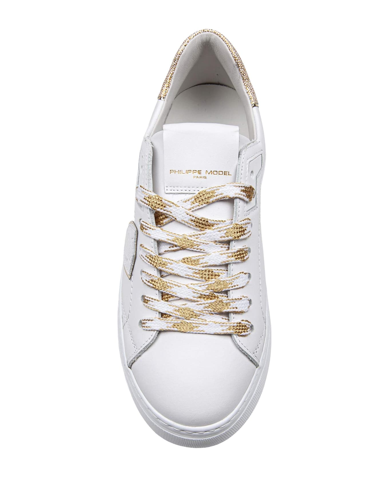 Philippe Model Temple Leather Sneakers Color White/gold - White/Gold