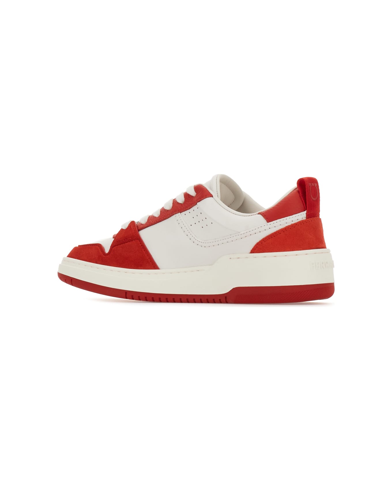 Ferragamo Two-tone Leather And Suede Sneakers - FLAME RED