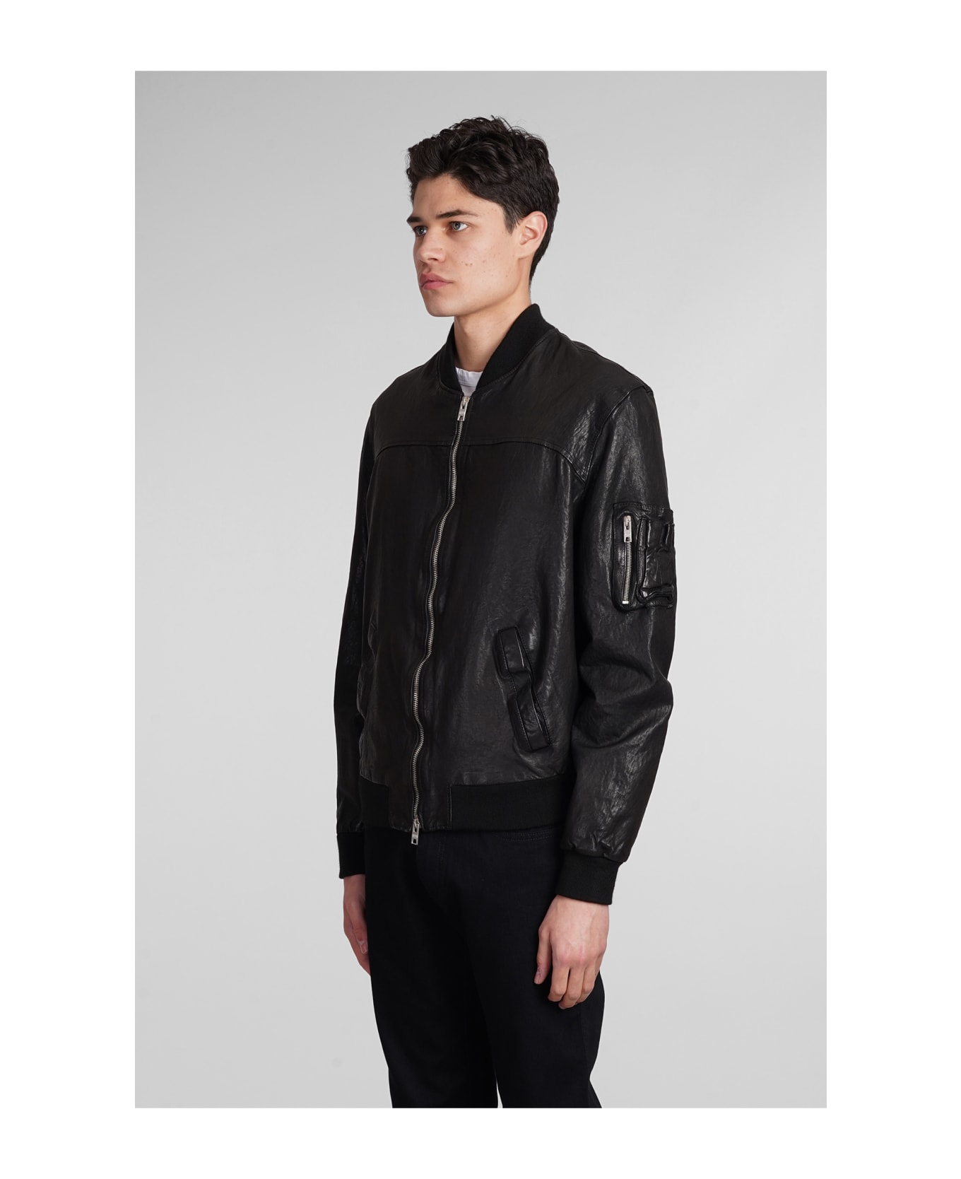 DFour Leather Jacket In Black Leather - black