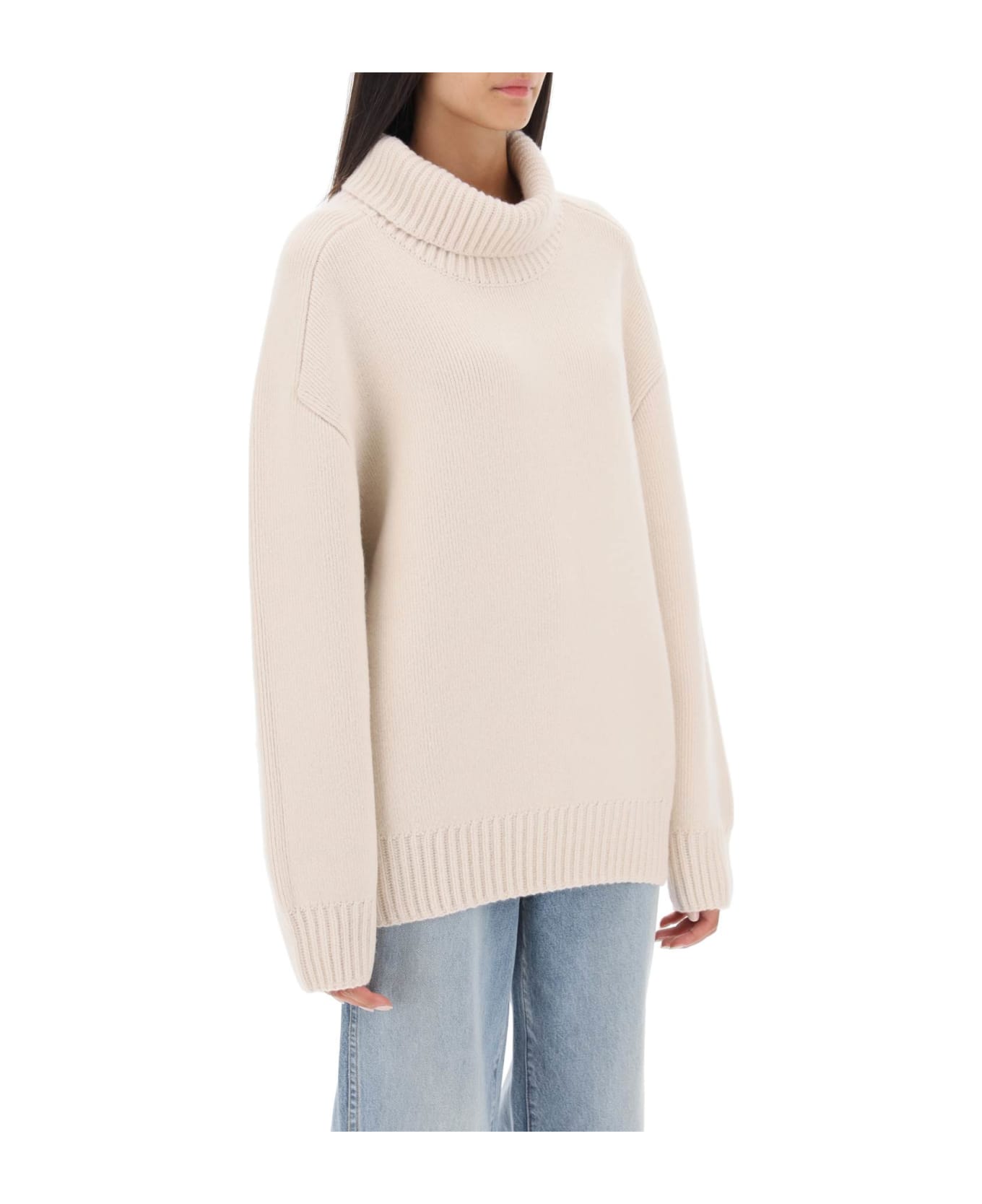 Khaite 'landen' Oversized Funnel-neck Sweater - MAGNOLIA (White)