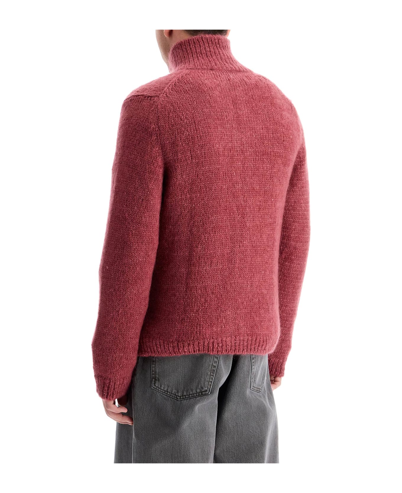 Our Legacy Neck Cardigan With Zipper And Fun - UNCUT RUBY SOFTEST MOHAIR SILK (Pink)