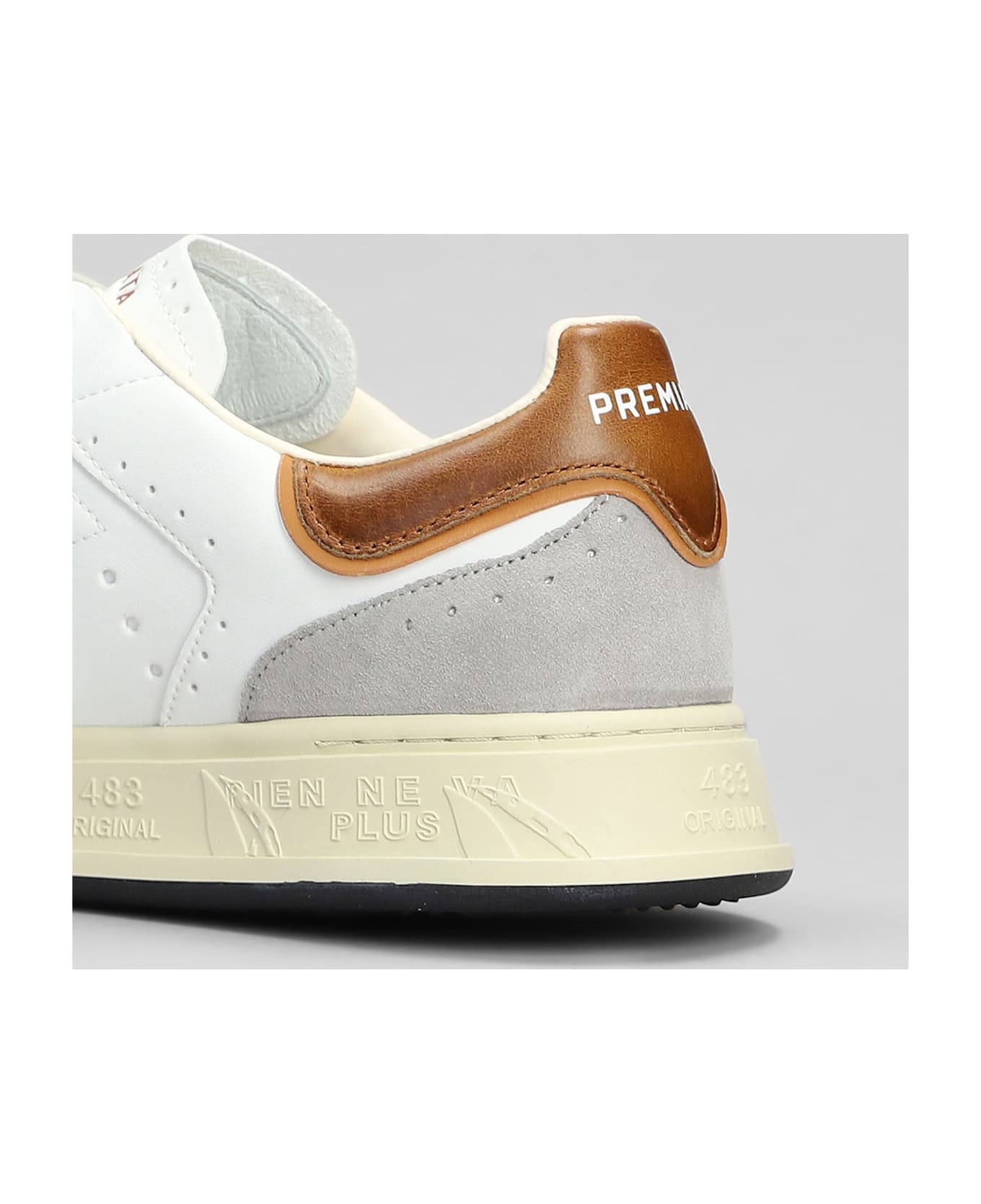 Premiata Quinn Sneakers In White Suede And Leather - white
